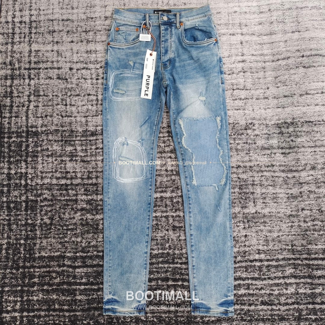 퍼플브랜드 코튼 디스트레스 슬림핏 데님 팬츠 PURPLE BRAND Cotton Distressed Slim Fit Denim Pants PU009000 1