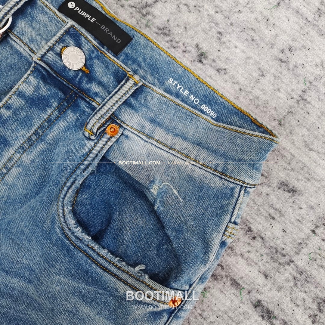 퍼플브랜드 코튼 디스트레스 슬림핏 데님 팬츠 PURPLE BRAND Cotton Distressed Slim Fit Denim Pants PU009000 4
