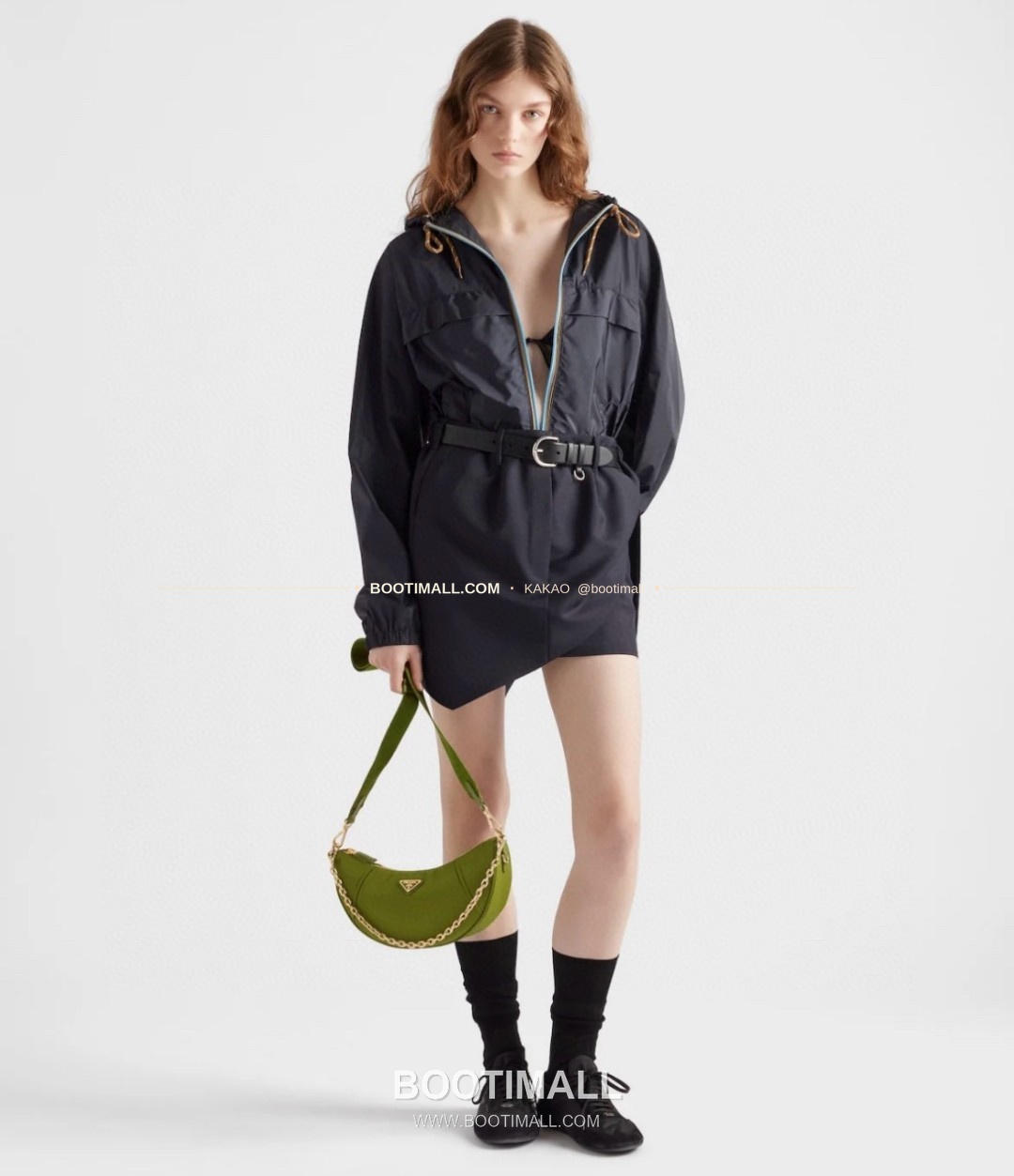 프라다 Re-Nylon 체인 하프문 숄더백 Prada Re-Nylon Chain Half Moon Shoulder Bag 1BH222 30cm 1