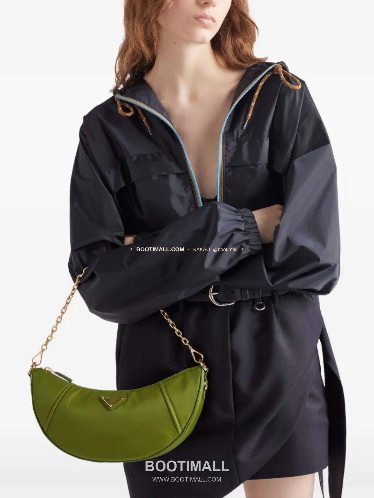 프라다 Re-Nylon 체인 하프문 숄더백 Prada Re-Nylon Chain Half Moon Shoulder Bag 1BH222 30cm 2