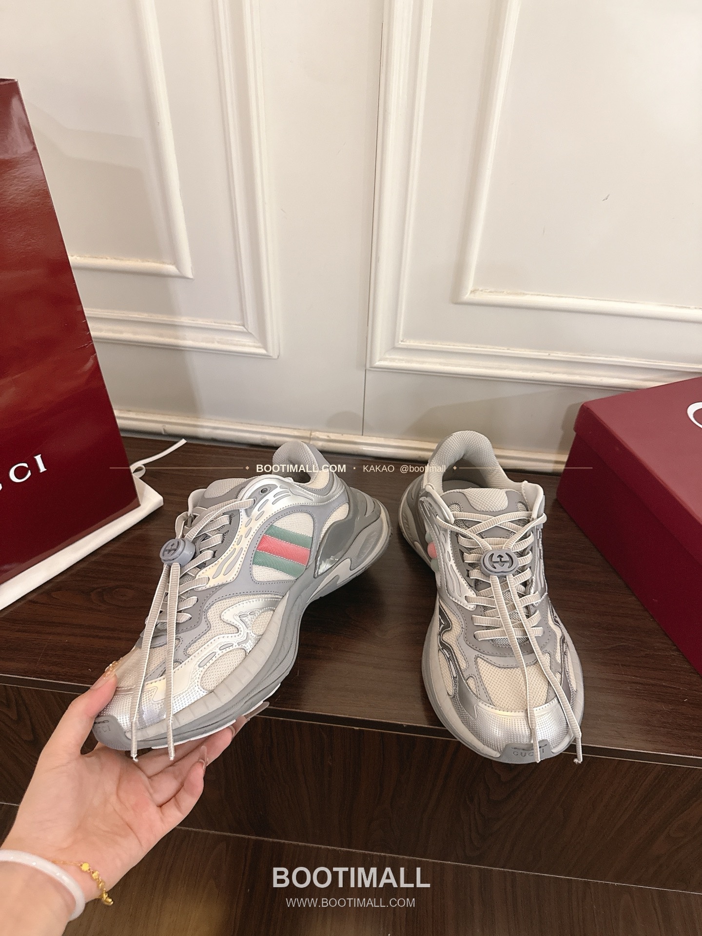 구찌 2.0 소가죽 메쉬 GG리플렉티브 러닝 스니커즈 Gucci 2.0 Leather Mesh GG Reflective Running Sneakers 5cm 3