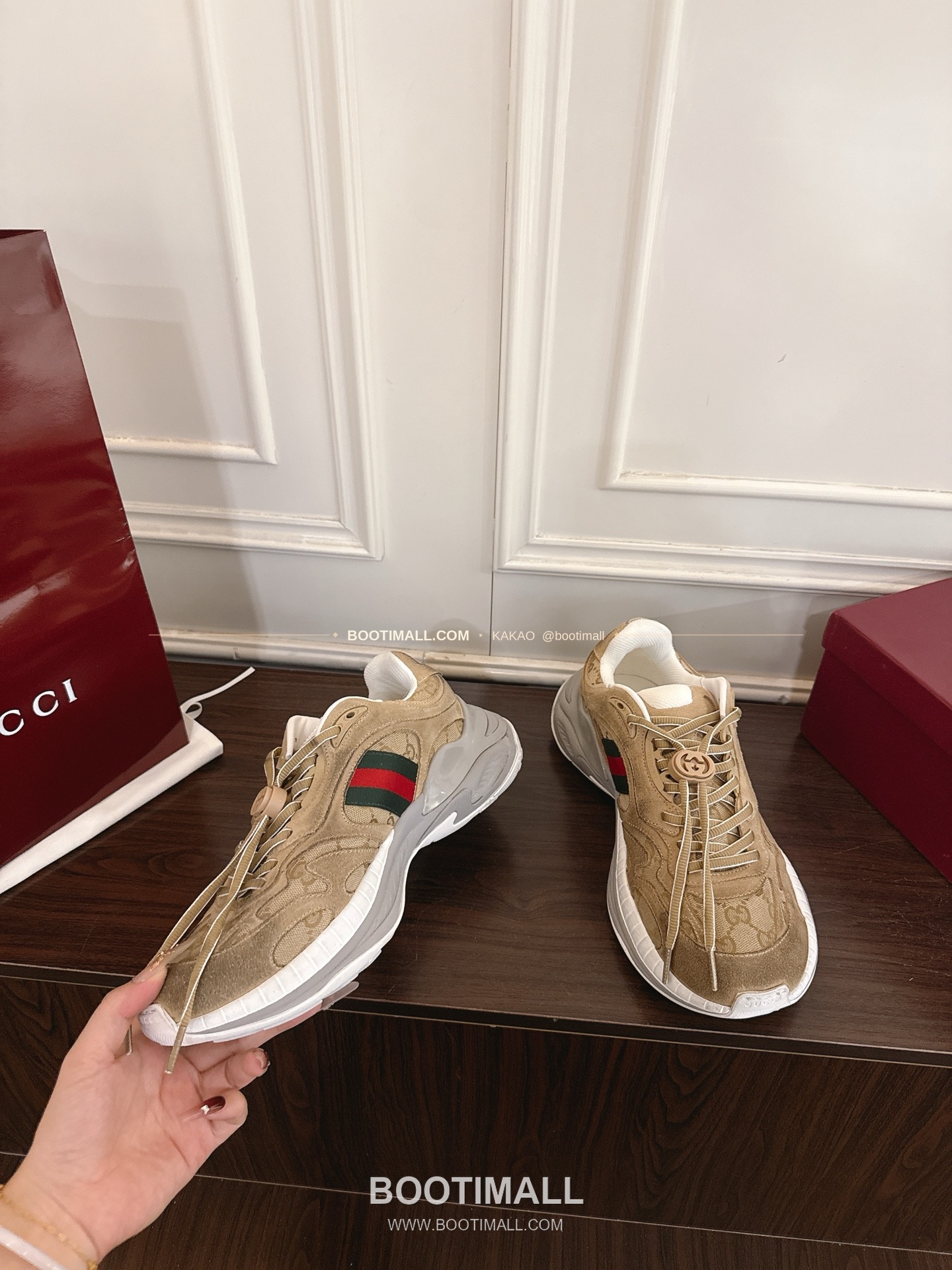 구찌 2.0 소가죽 메쉬 GG리플렉티브 러닝 스니커즈 Gucci 2.0 Leather Mesh GG Reflective Running Sneakers 5cm 5