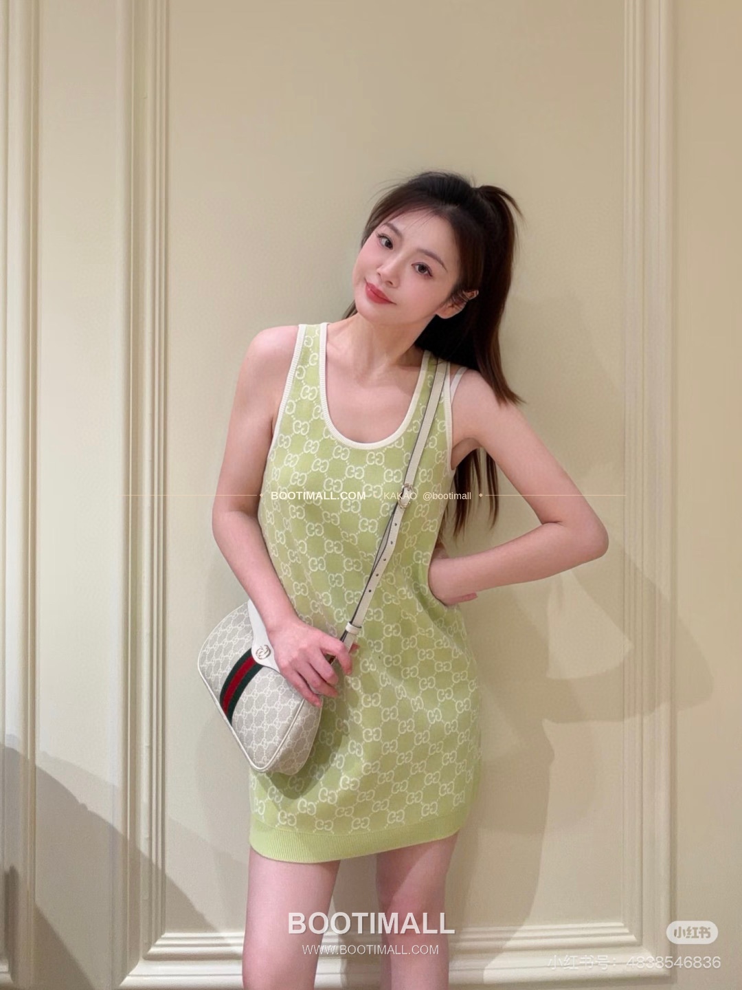 구찌 2026SS GG 자카드 니트 루즈핏 슬리브리스 롱원피스 그린 Gucci 2026 SS GG Jacquard Knit Loose Fit Sleeveless Long Dress Green 2