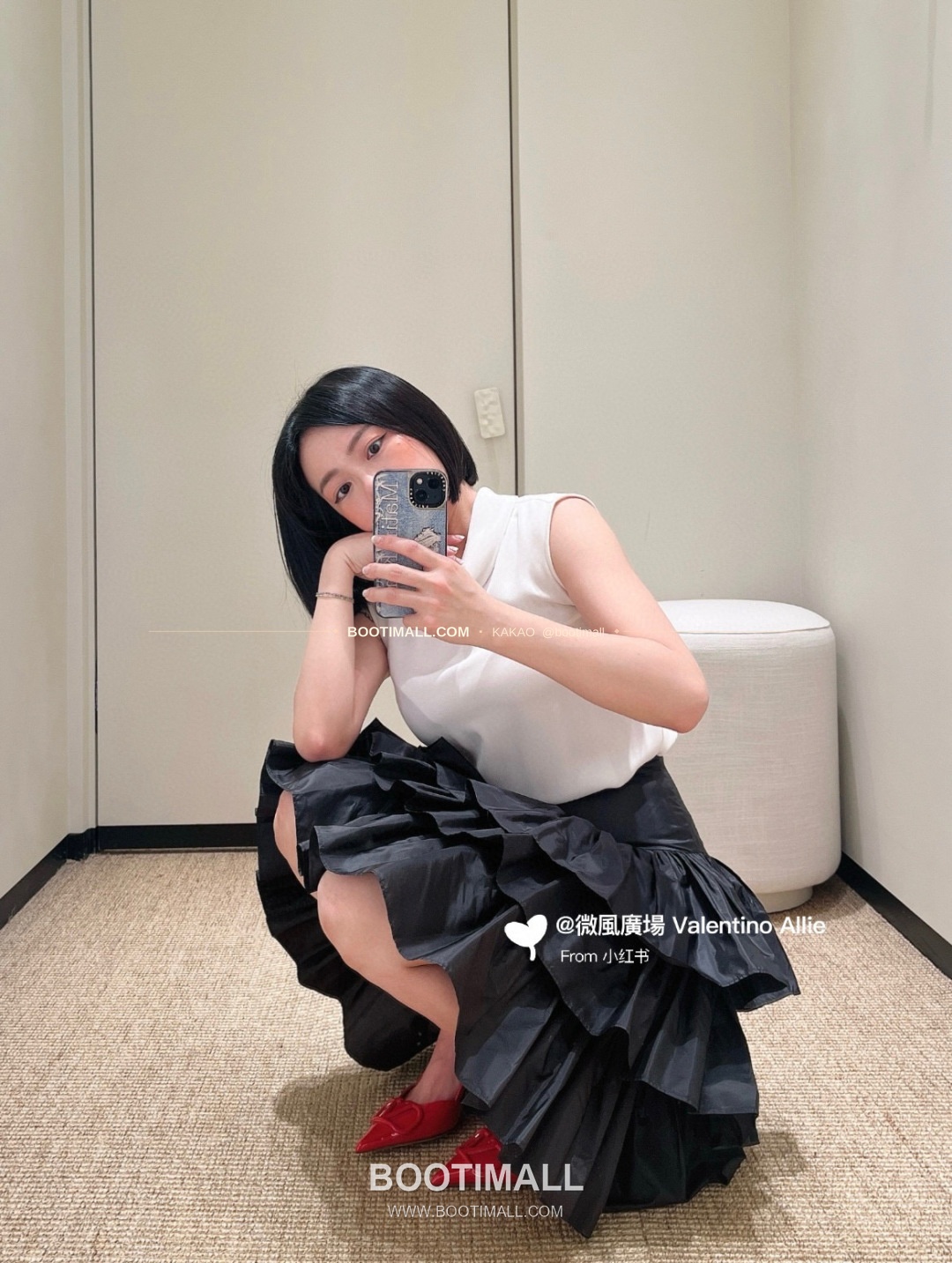 발렌티노 2026SS 티어드 플레어 하이웨이스트 미디 스커트 Valentino 2026 SS Tiered Flare High Waist Midi Skirt 3