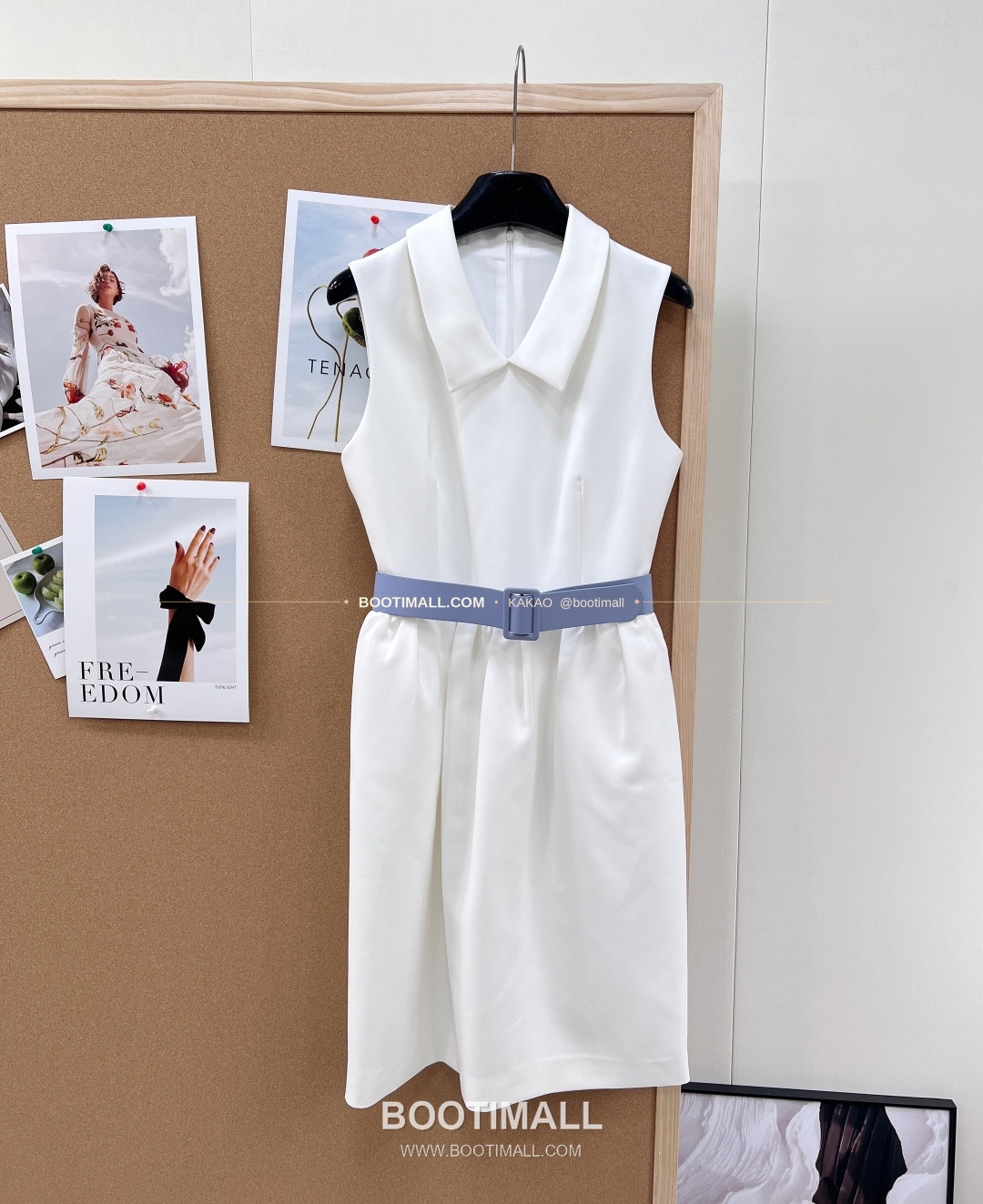 셀린느 2026SS 벨티드 슬리브리스 플레어 미디 원피스 화이트 Celine 2026 SS Belted Sleeveless Flare Midi Dress White 10