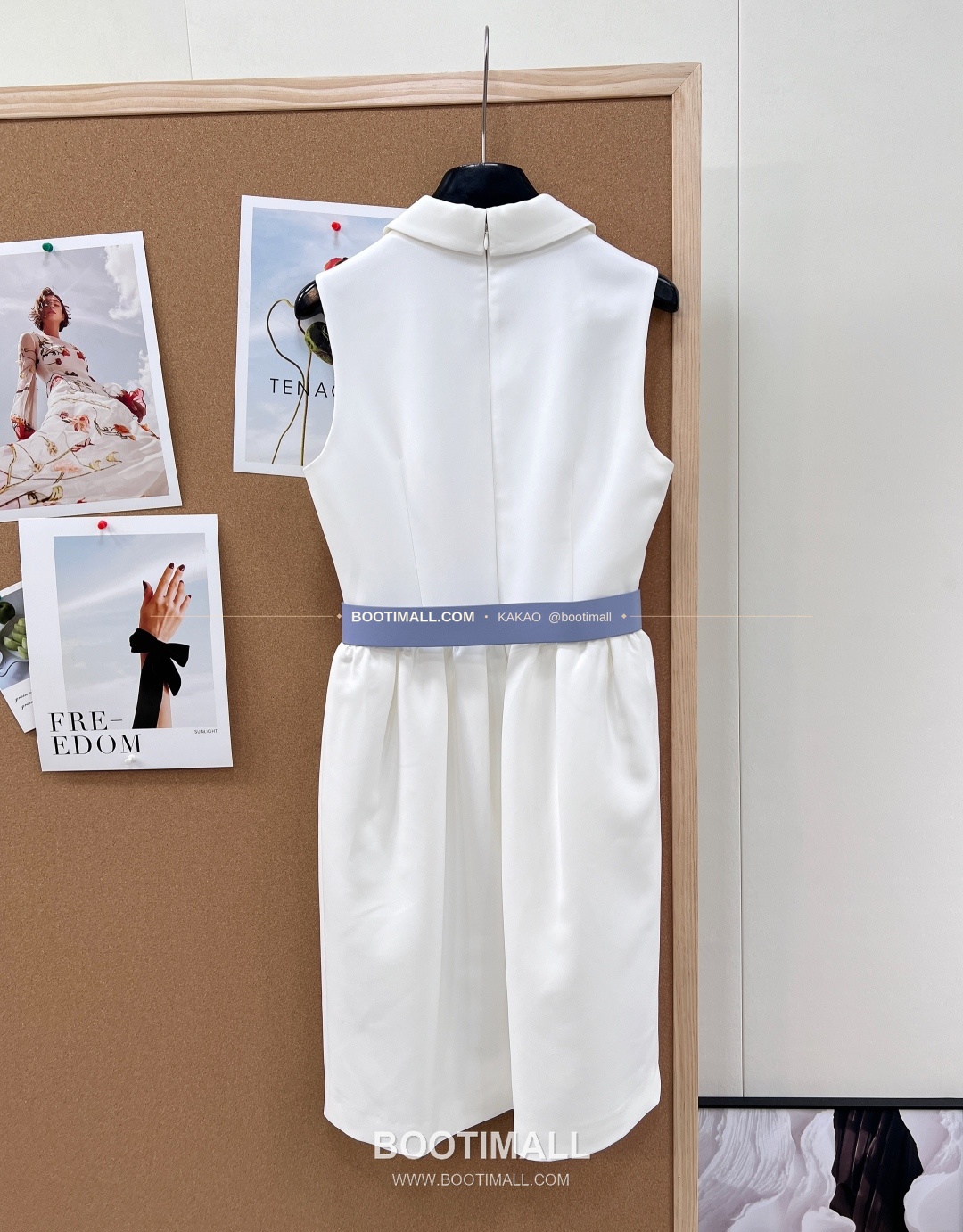 셀린느 2026SS 벨티드 슬리브리스 플레어 미디 원피스 화이트 Celine 2026 SS Belted Sleeveless Flare Midi Dress White 11