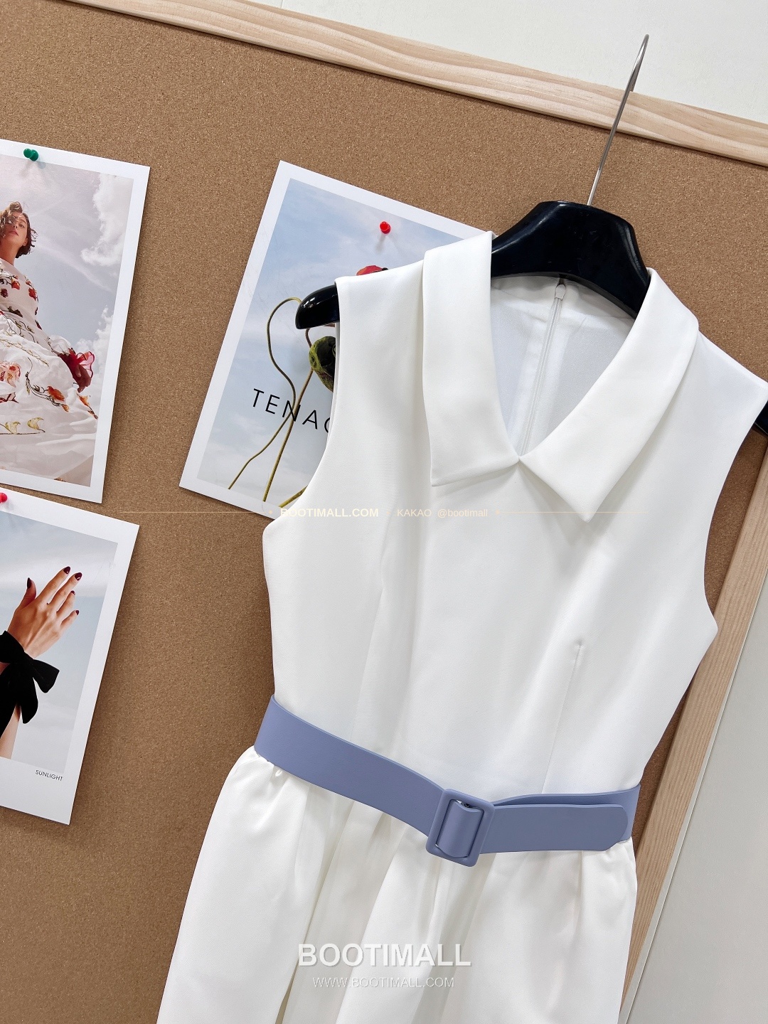 셀린느 2026SS 벨티드 슬리브리스 플레어 미디 원피스 화이트 Celine 2026 SS Belted Sleeveless Flare Midi Dress White 12