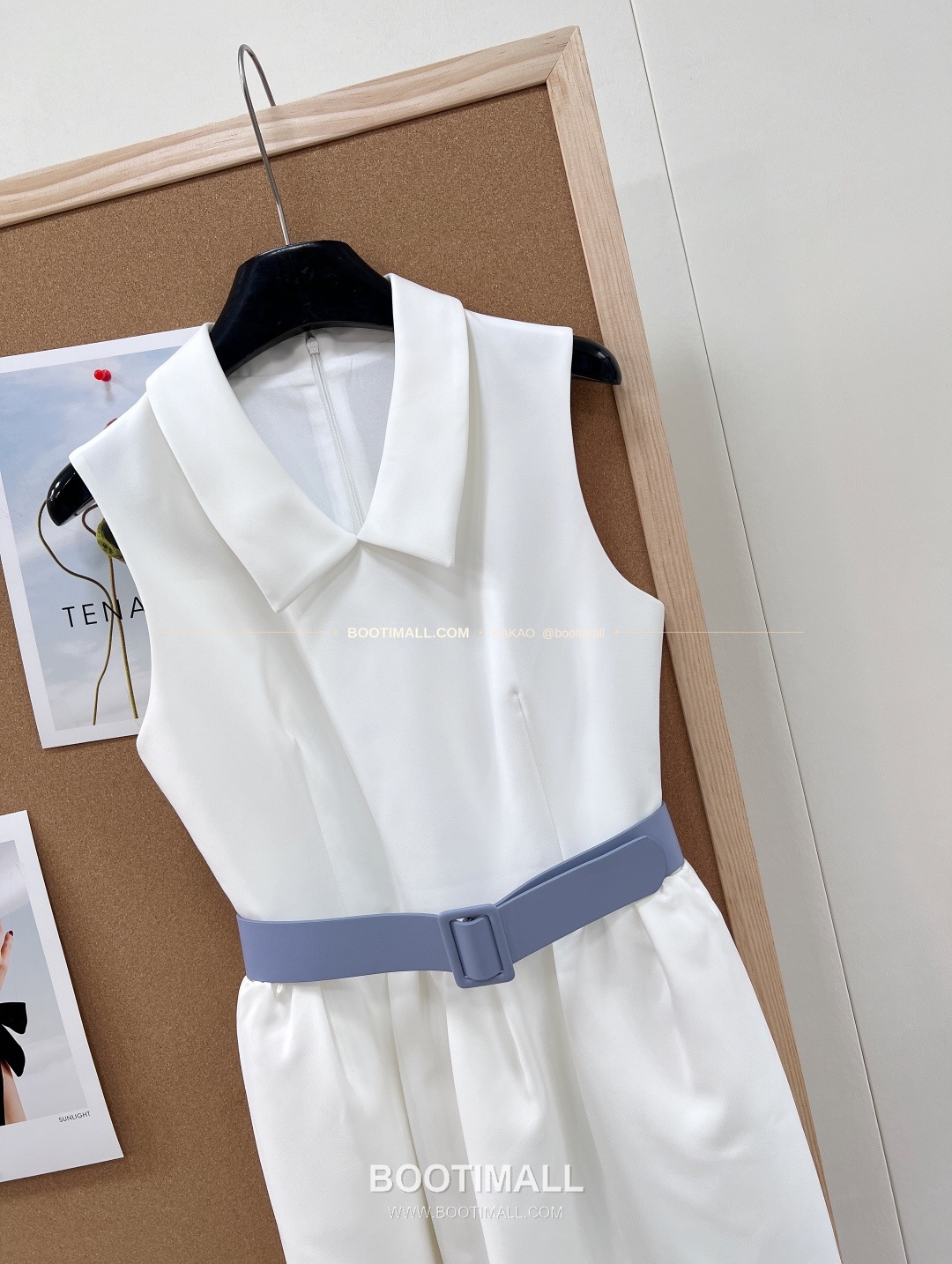 셀린느 2026SS 벨티드 슬리브리스 플레어 미디 원피스 화이트 Celine 2026 SS Belted Sleeveless Flare Midi Dress White 14