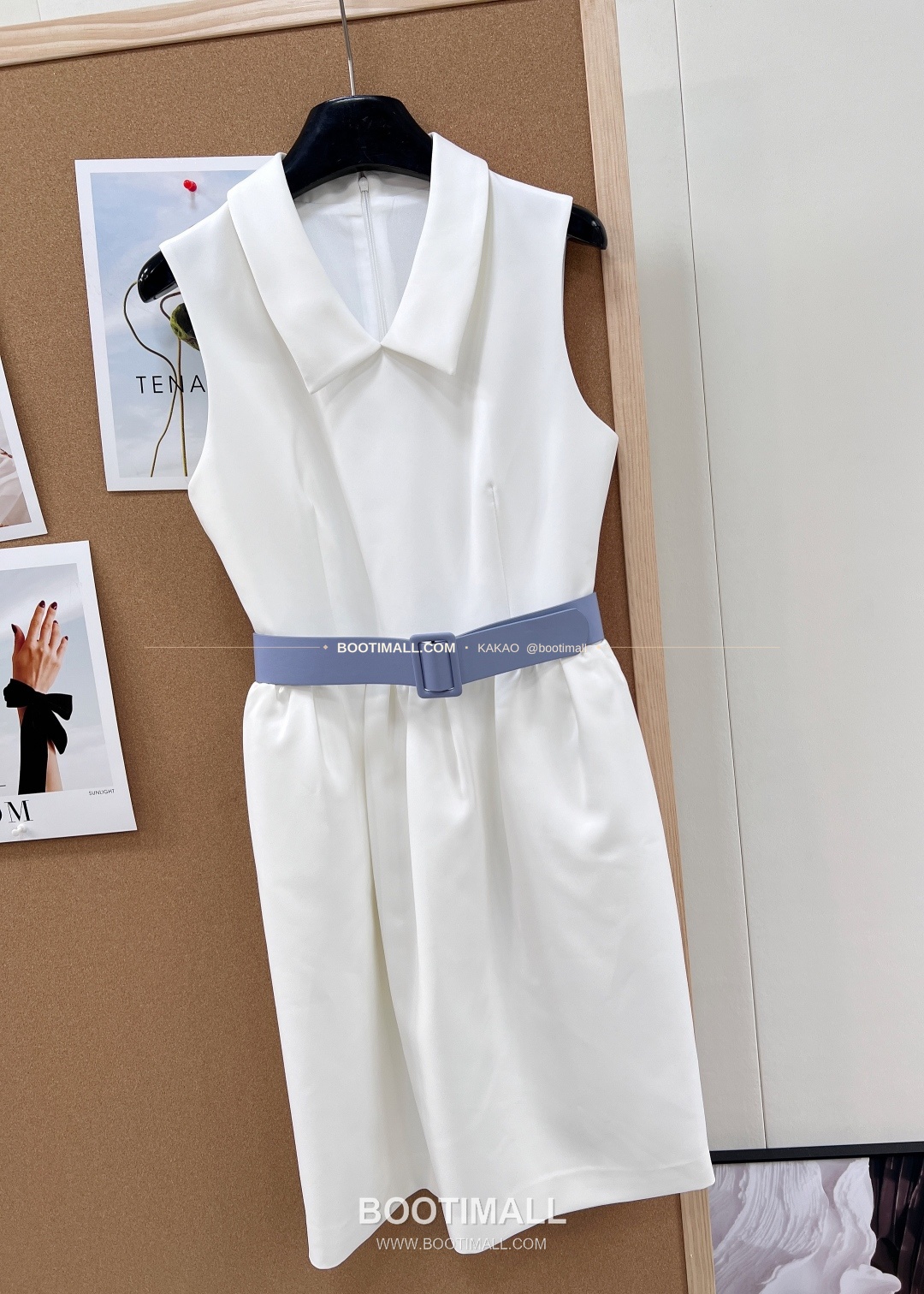 셀린느 2026SS 벨티드 슬리브리스 플레어 미디 원피스 화이트 Celine 2026 SS Belted Sleeveless Flare Midi Dress White 15