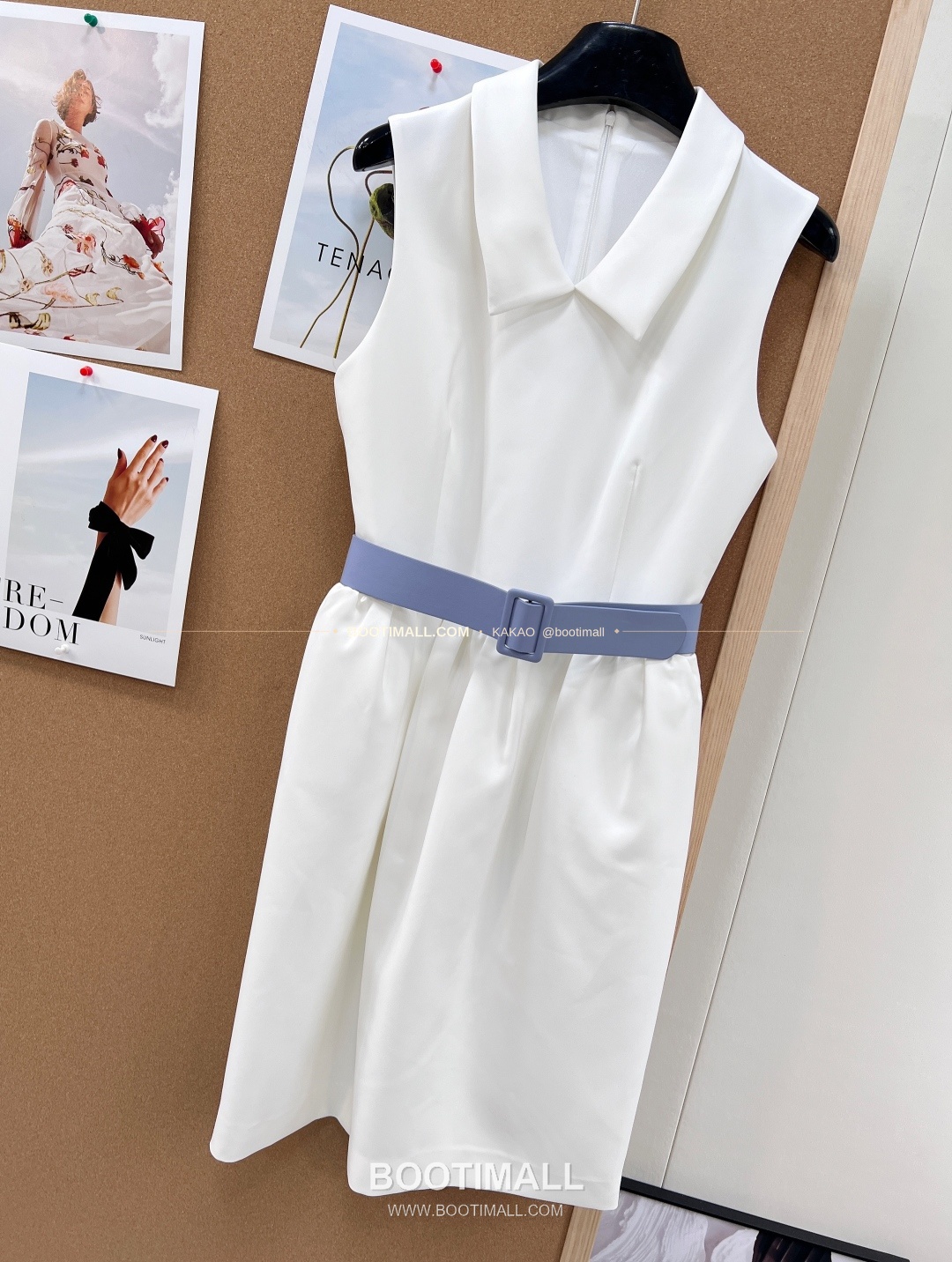 셀린느 2026SS 벨티드 슬리브리스 플레어 미디 원피스 화이트 Celine 2026 SS Belted Sleeveless Flare Midi Dress White 16