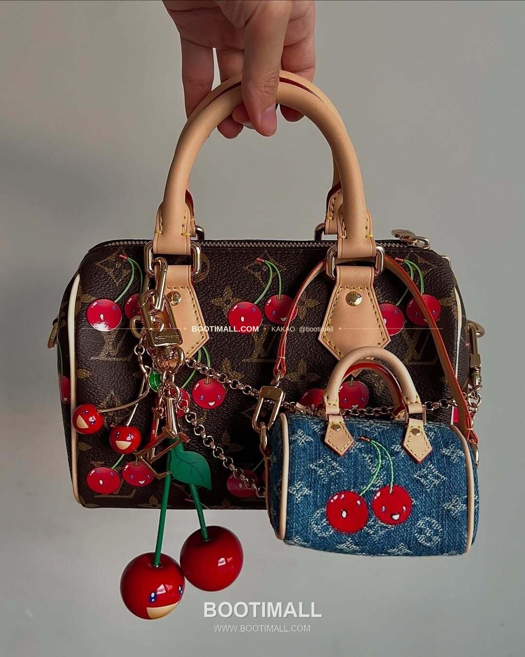 루이비통 LV x TM Micro Speedy 데님 체리 자수 체인 참 Louis Vuitton LV x TM Micro Speedy Denim Cherry Embroidery Chain Charm M02535 5