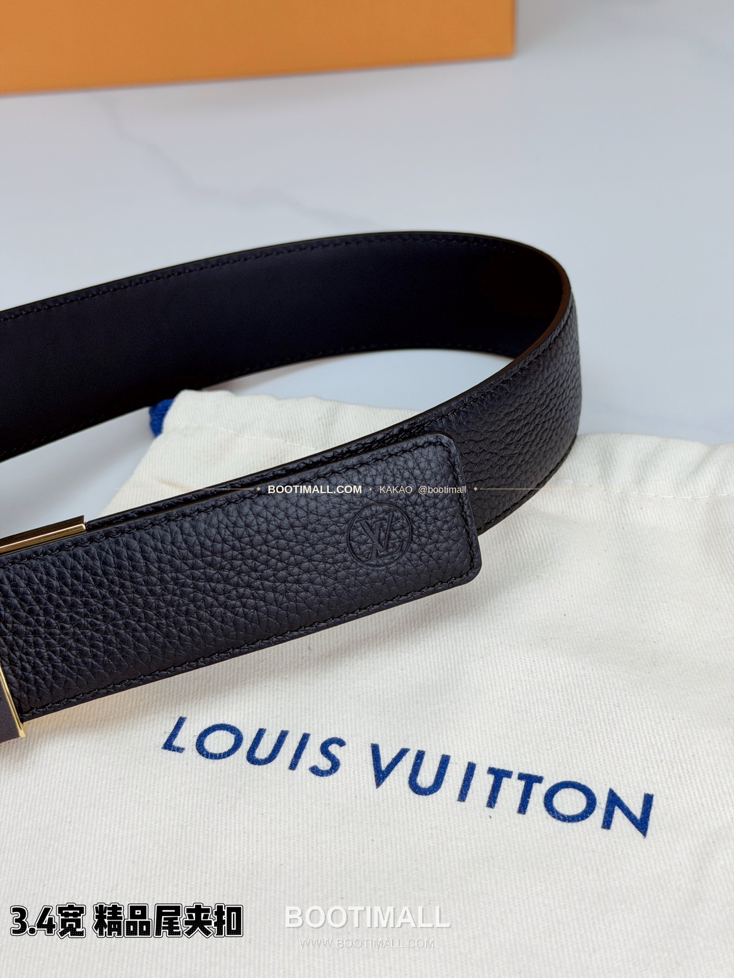 루이비통 LV 리치드 카프스킨 핀버클 블랙 벨트 Louis Vuitton LV Grained Calfskin Pin Buckle Black Belt 3.4cm 3