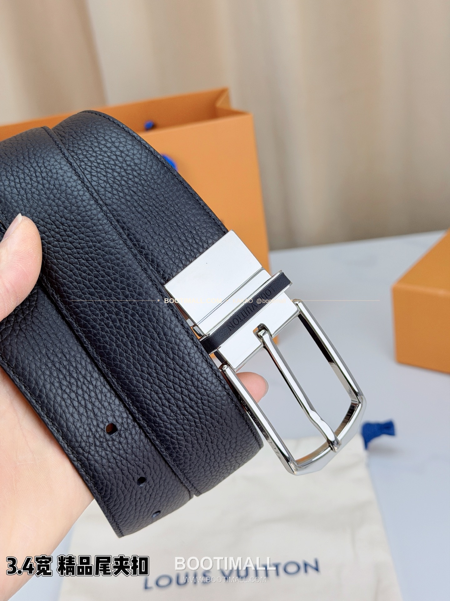 루이비통 LV 리치드 카프스킨 핀버클 블랙 벨트 Louis Vuitton LV Grained Calfskin Pin Buckle Black Belt 3.4cm 6