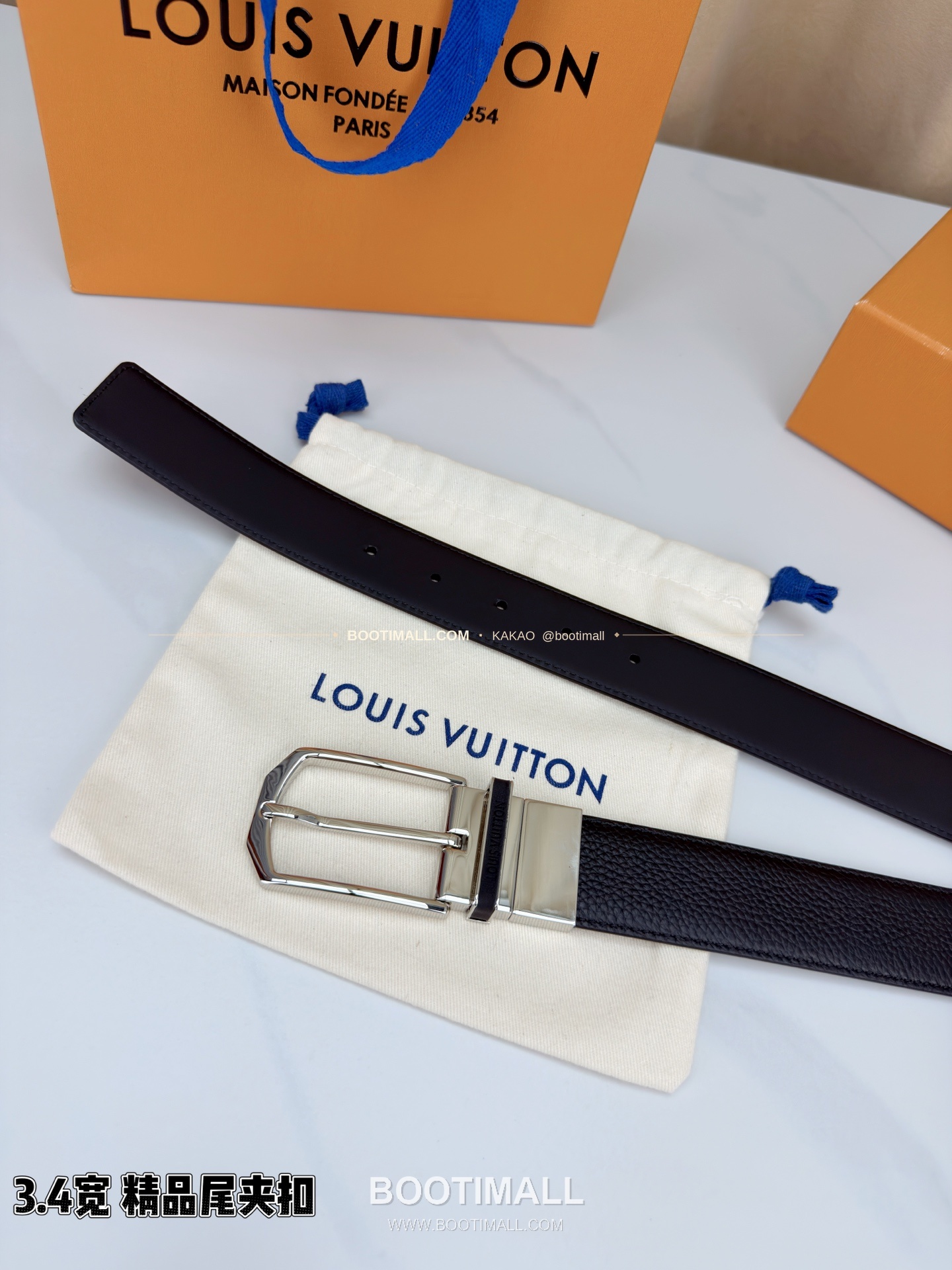 루이비통 LV 리치드 카프스킨 핀버클 블랙 벨트 Louis Vuitton LV Grained Calfskin Pin Buckle Black Belt 3.4cm 9