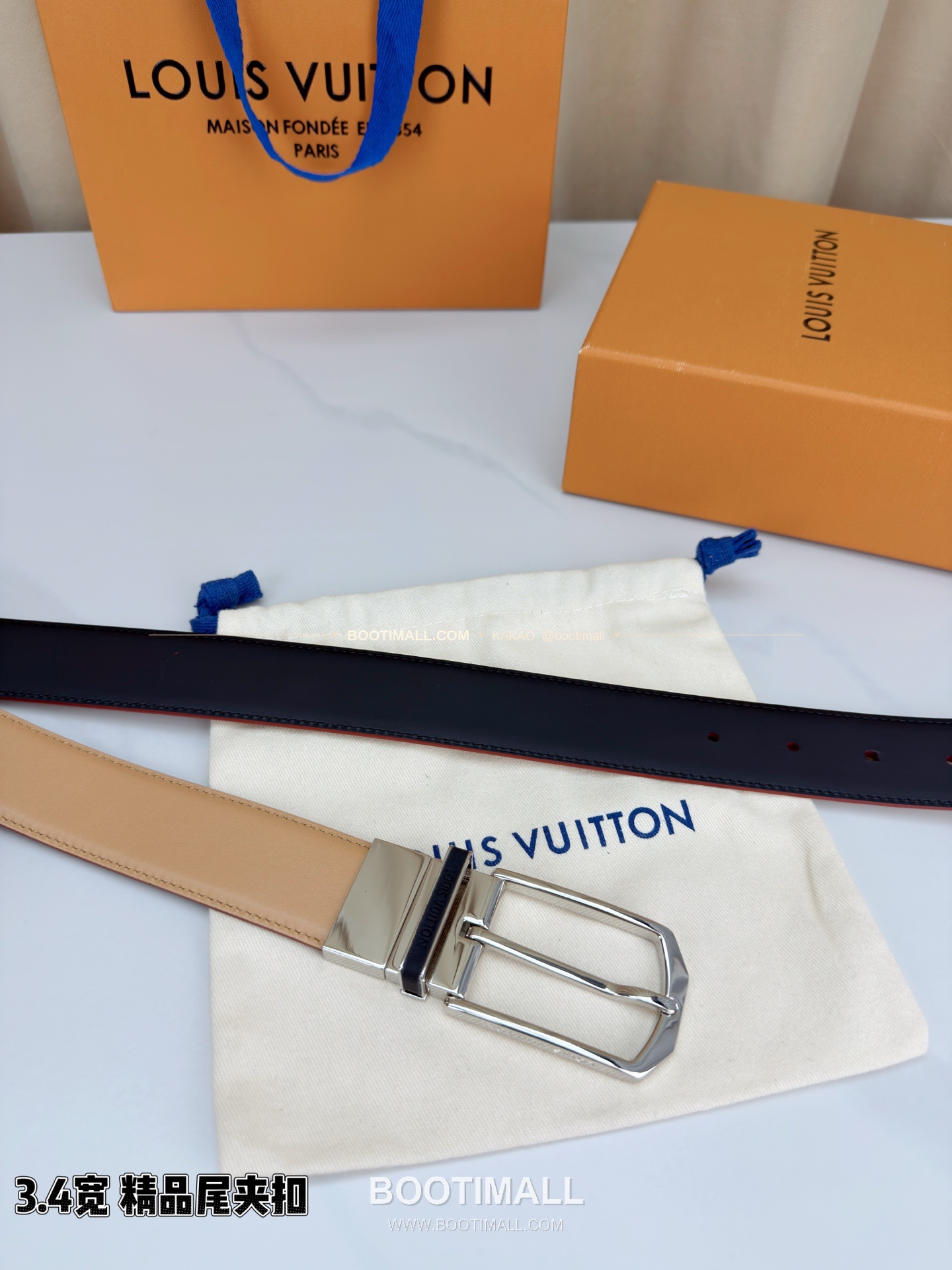 루이비통 LV 카프스킨 핀버클 리버서블 벨트 Louis Vuitton LV Calfskin Pin Buckle Reversible Belt 3.4cm 4