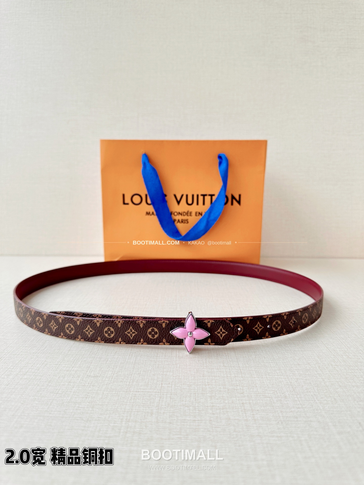 루이비통 LV 미니 플라워그램 모노그램 캔버스 리버서블 벨트 Louis Vuitton LV Mini Flowergram Monogram Canvas Reversible Belt 2cm 1