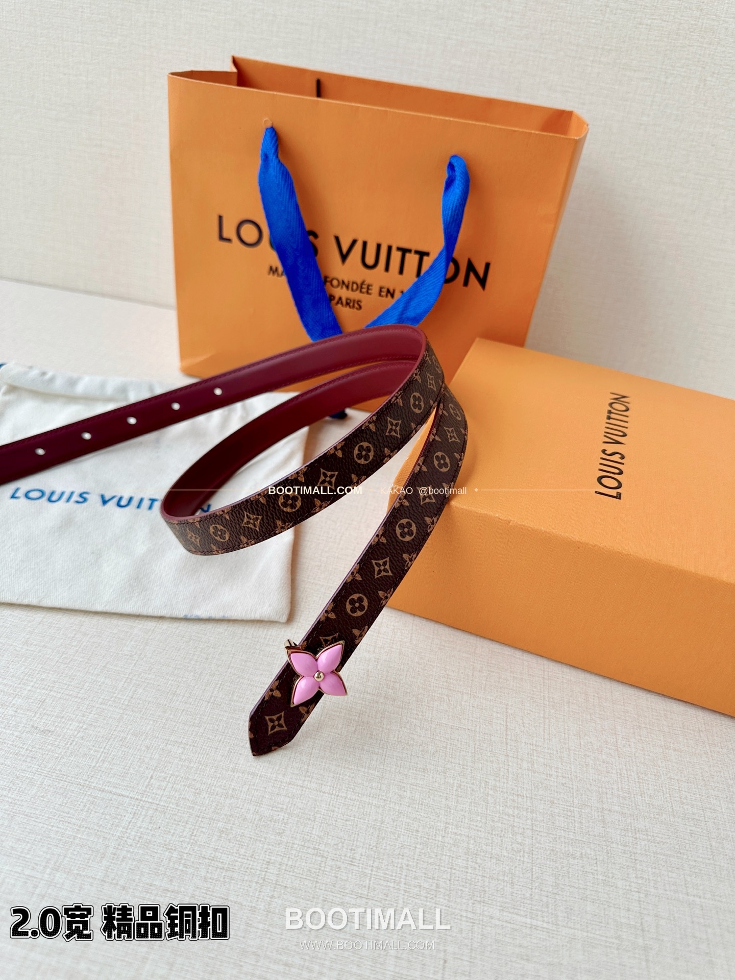 루이비통 LV 미니 플라워그램 모노그램 캔버스 리버서블 벨트 Louis Vuitton LV Mini Flowergram Monogram Canvas Reversible Belt 2cm 5