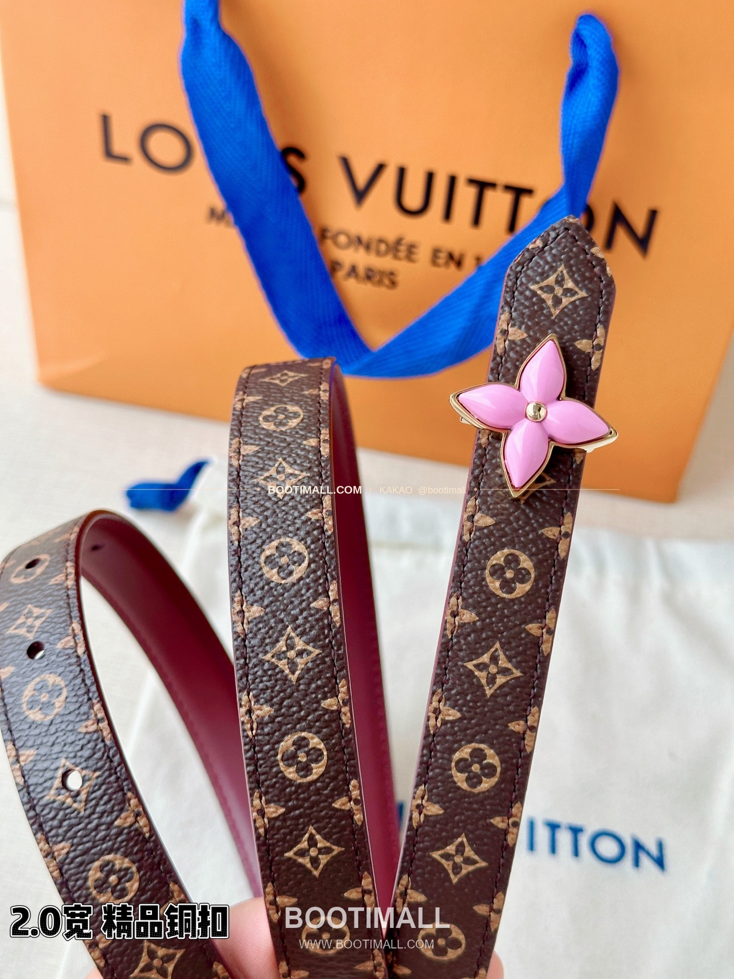 루이비통 LV 미니 플라워그램 모노그램 캔버스 리버서블 벨트 Louis Vuitton LV Mini Flowergram Monogram Canvas Reversible Belt 2cm 6