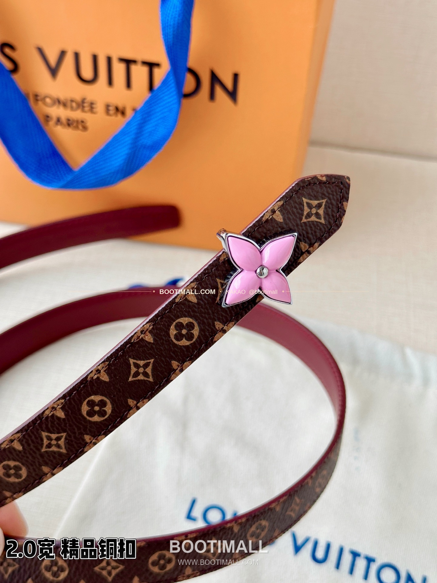 루이비통 LV 미니 플라워그램 모노그램 캔버스 리버서블 벨트 Louis Vuitton LV Mini Flowergram Monogram Canvas Reversible Belt 2cm 7