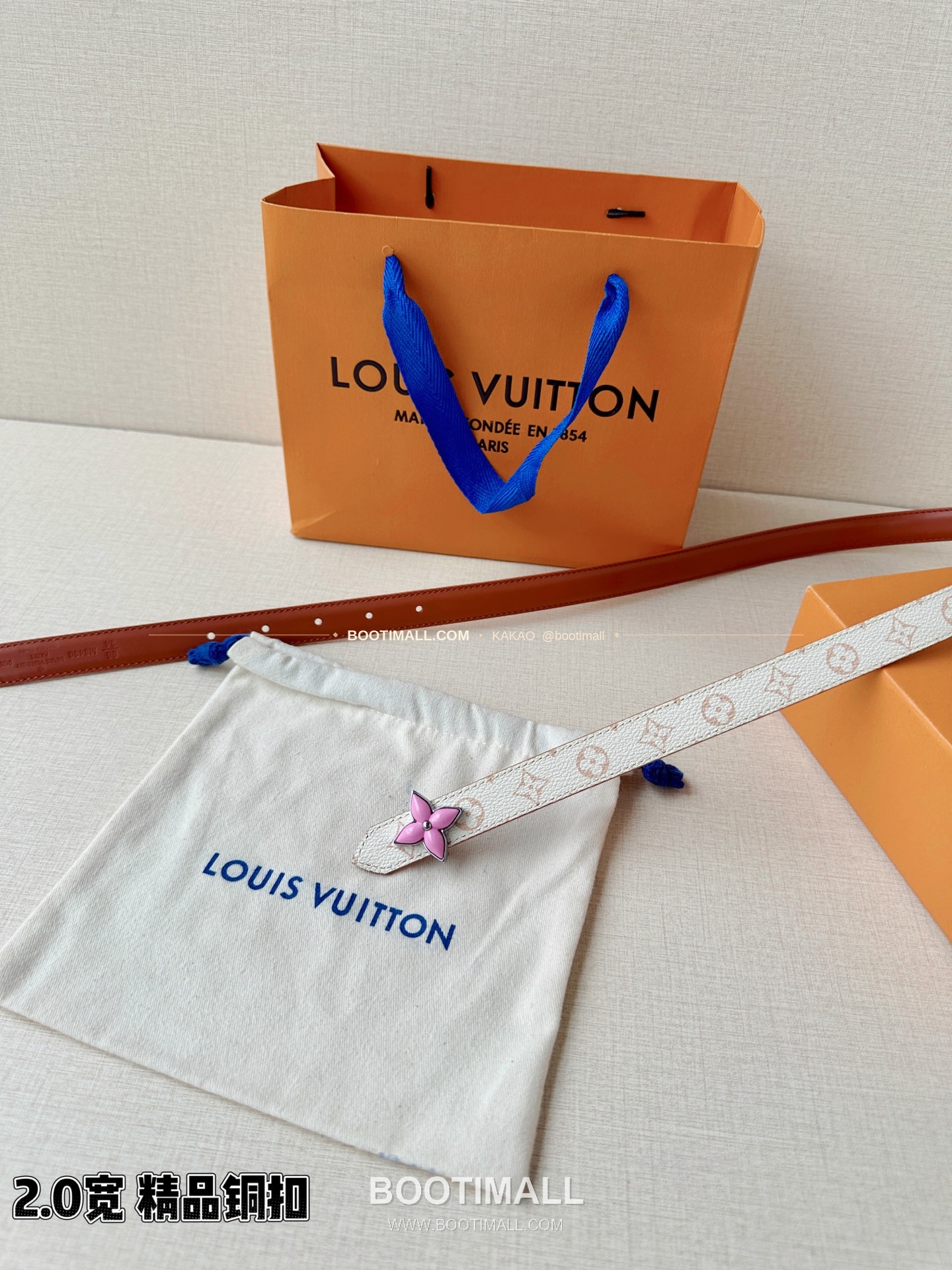 루이비통 LV 미니 플라워그램 모노그램 캔버스 리버서블 벨트 Louis Vuitton LV Mini Flowergram Monogram Canvas Reversible Belt 2cm 2