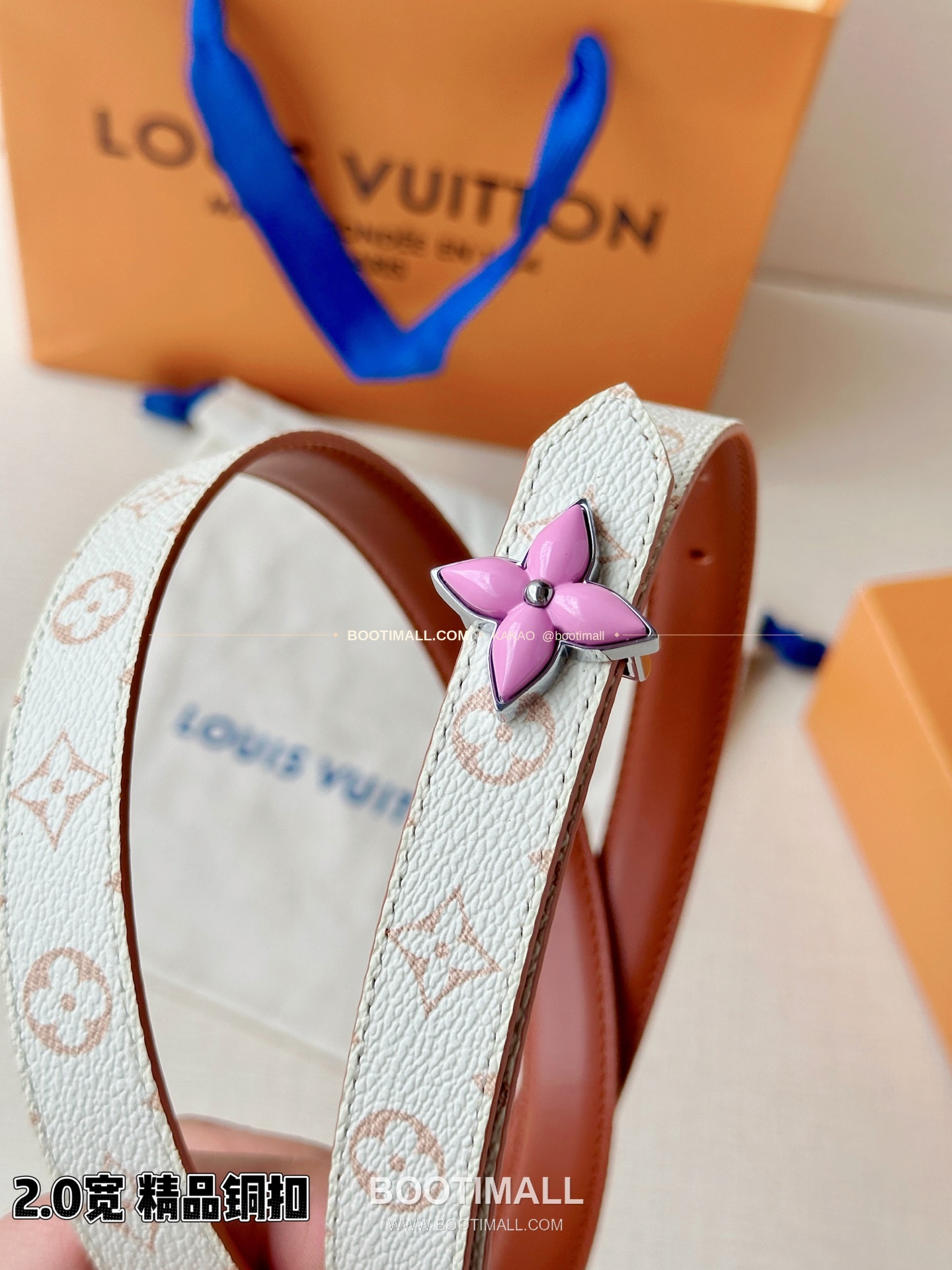 루이비통 LV 미니 플라워그램 모노그램 캔버스 리버서블 벨트 Louis Vuitton LV Mini Flowergram Monogram Canvas Reversible Belt 2cm 4