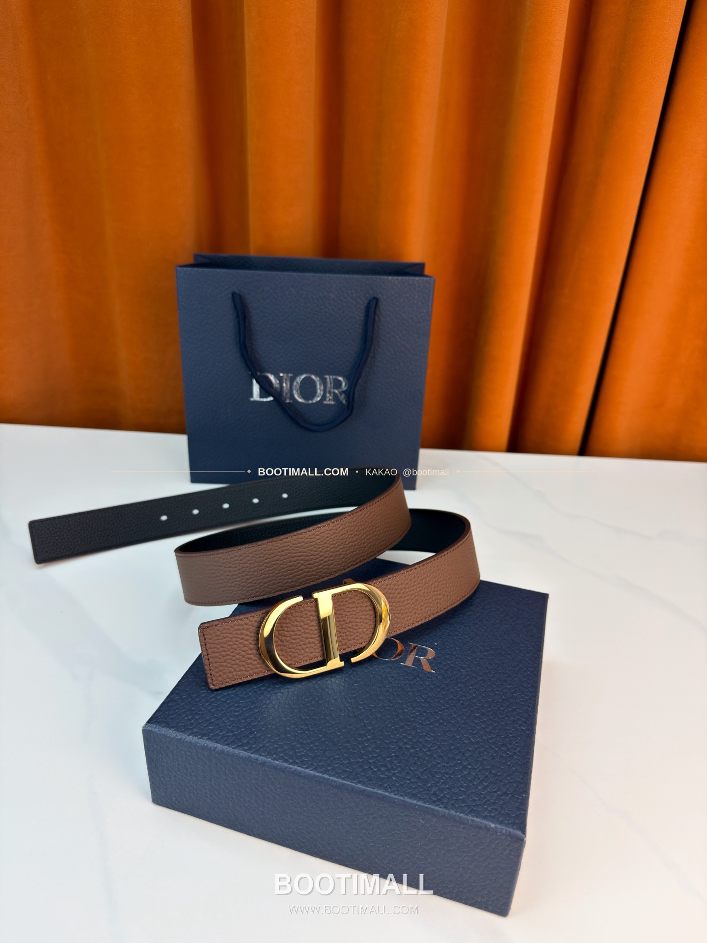 디올 CD 리치드 카프스킨 리버서블 벨트 Dior CD Grained Calfskin Reversible Belt 3.5cm 3