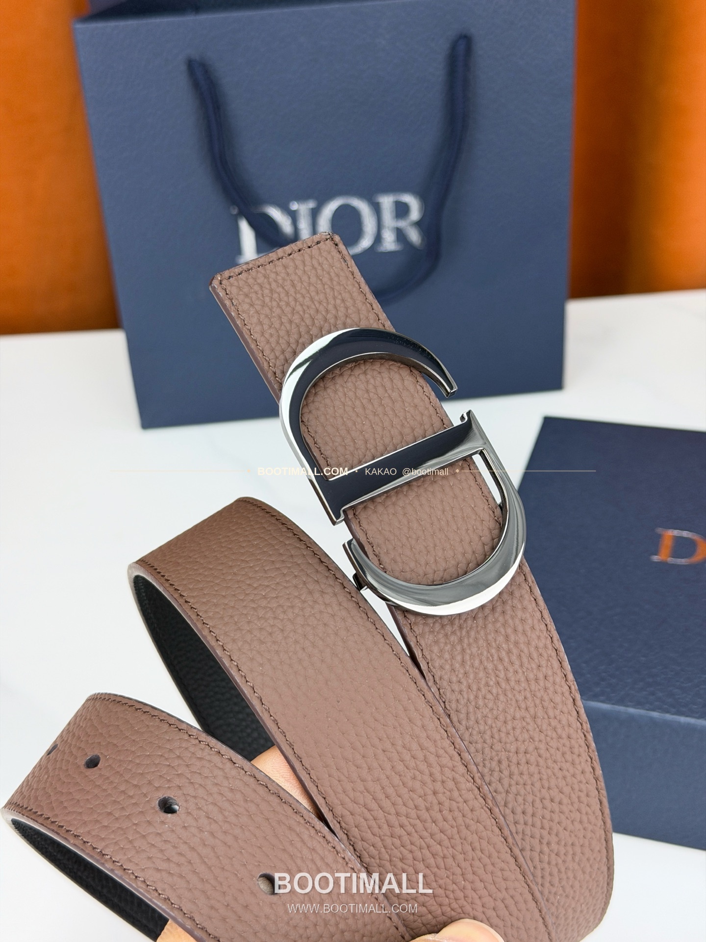 디올 CD 리치드 카프스킨 리버서블 벨트 Dior CD Grained Calfskin Reversible Belt 3.5cm 4
