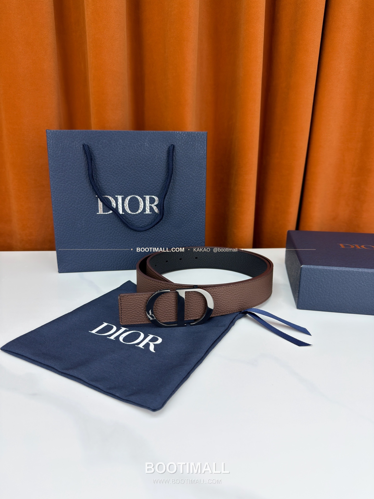 디올 CD 리치드 카프스킨 리버서블 벨트 Dior CD Grained Calfskin Reversible Belt 3.5cm 5