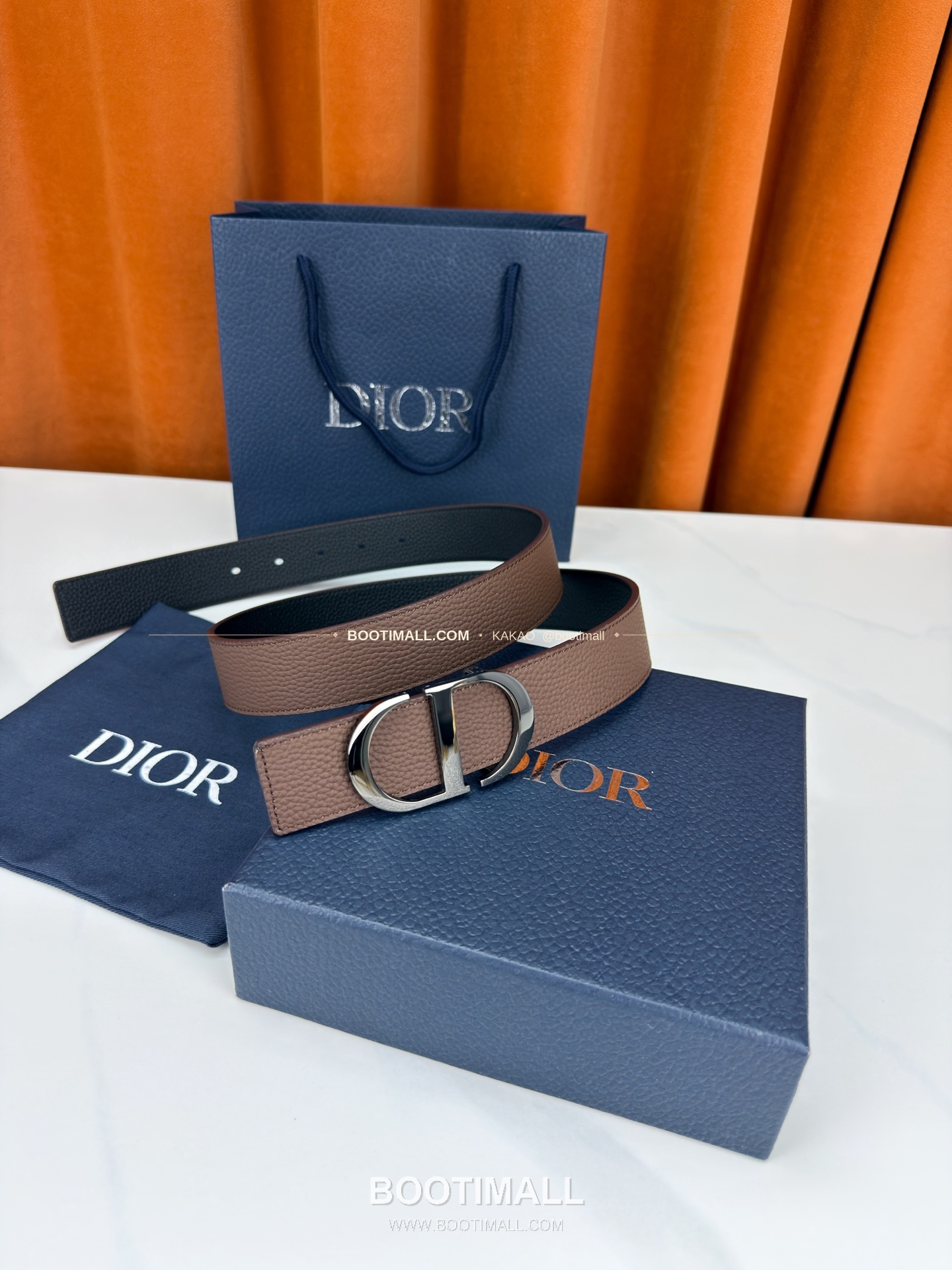 디올 CD 리치드 카프스킨 리버서블 벨트 Dior CD Grained Calfskin Reversible Belt 3.5cm 6
