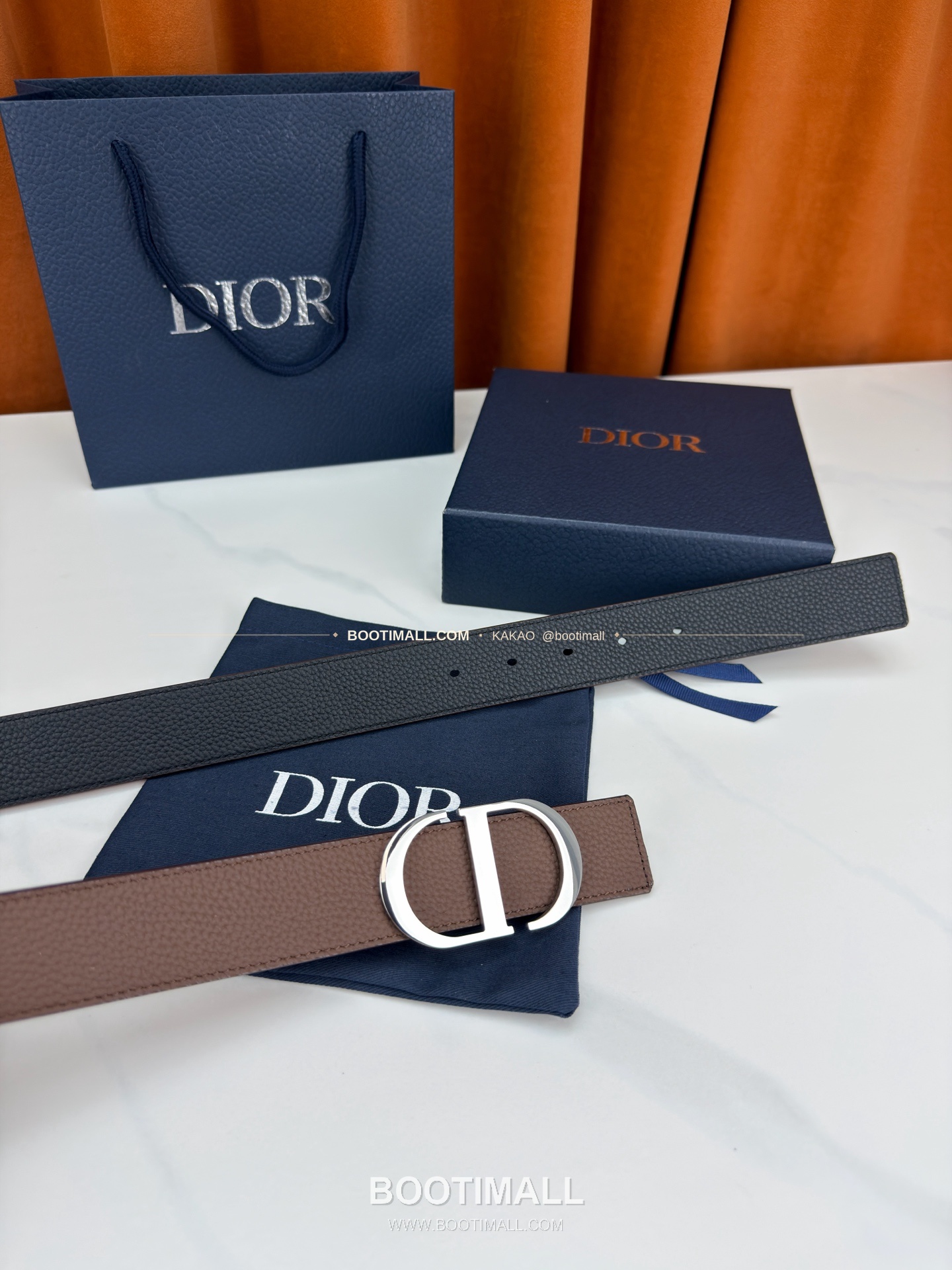 디올 CD 리치드 카프스킨 리버서블 벨트 Dior CD Grained Calfskin Reversible Belt 3.5cm 7