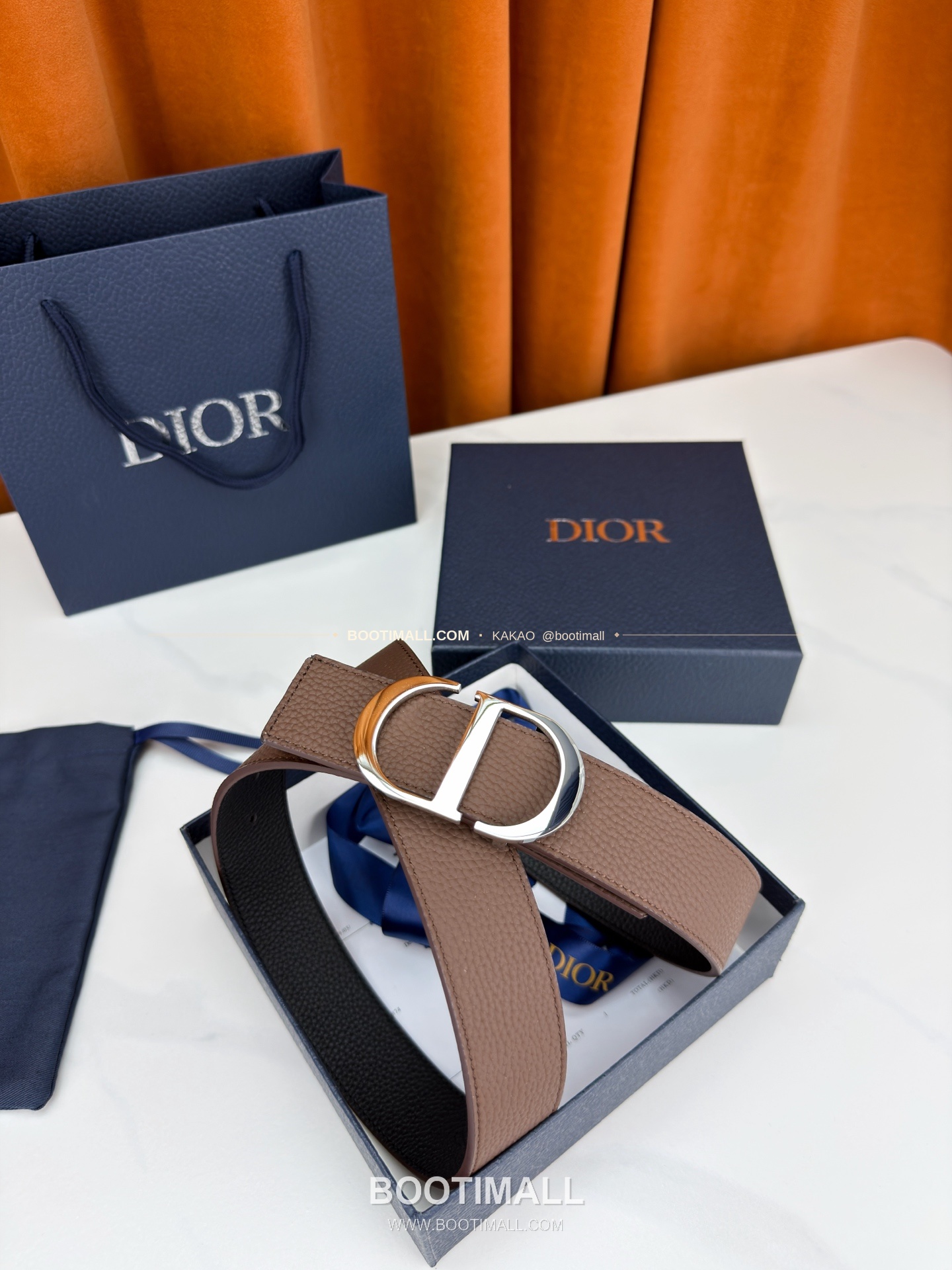 디올 CD 리치드 카프스킨 리버서블 벨트 Dior CD Grained Calfskin Reversible Belt 3.5cm 8