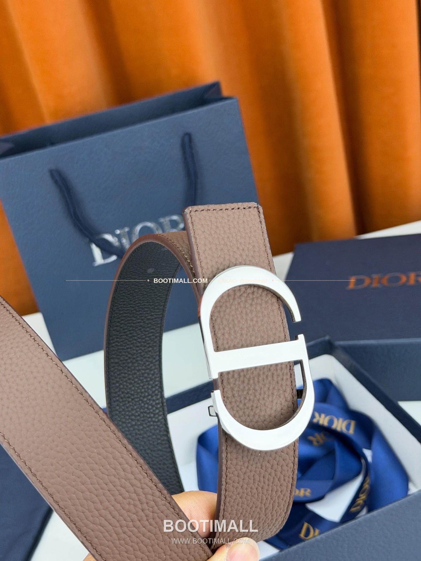 디올 CD 리치드 카프스킨 리버서블 벨트 Dior CD Grained Calfskin Reversible Belt 3.5cm 9