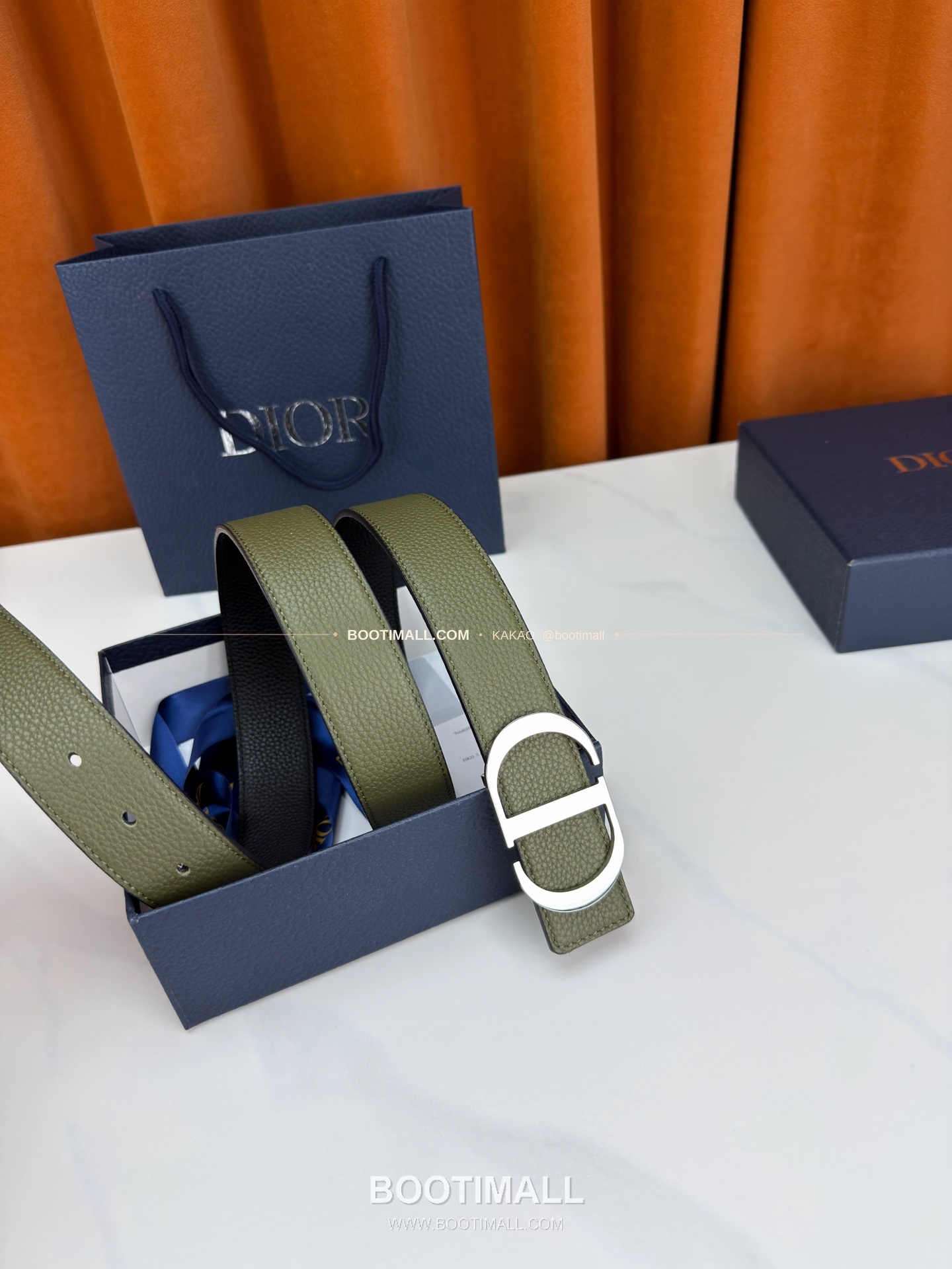 디올 CD 리치드 카프스킨 리버서블 벨트 Dior CD Grained Calfskin Reversible Belt 3.5cm 3