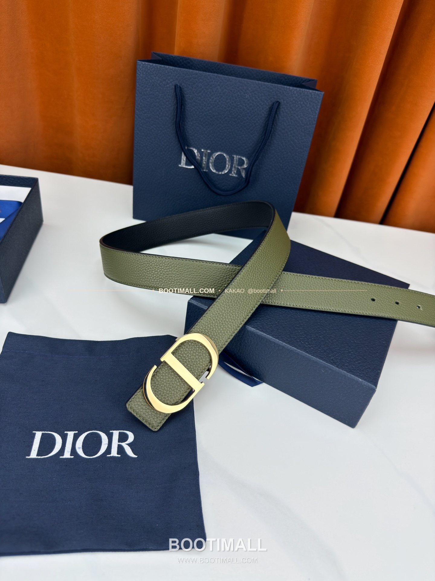 디올 CD 리치드 카프스킨 리버서블 벨트 Dior CD Grained Calfskin Reversible Belt 3.5cm 4