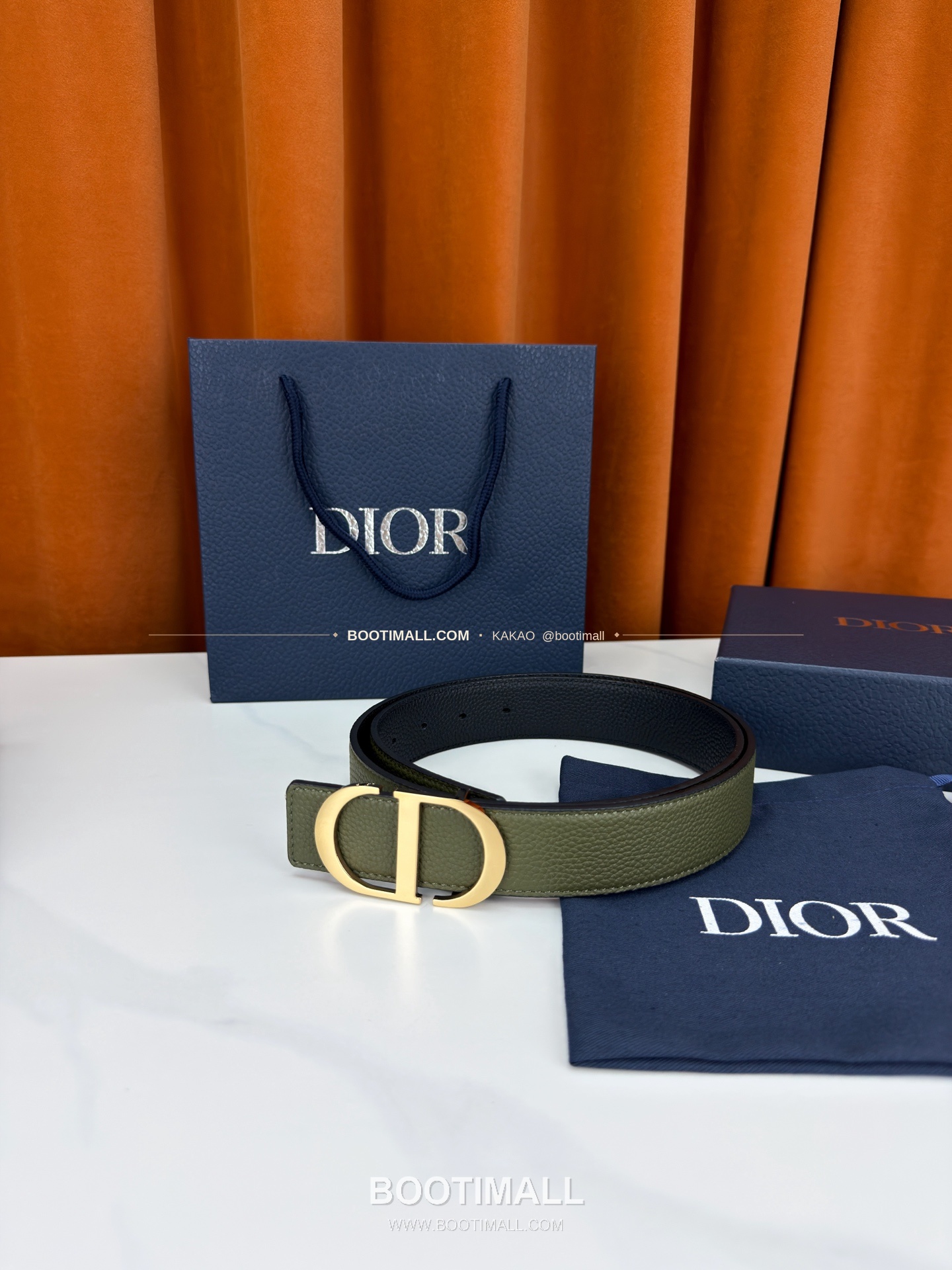 디올 CD 리치드 카프스킨 리버서블 벨트 Dior CD Grained Calfskin Reversible Belt 3.5cm 5