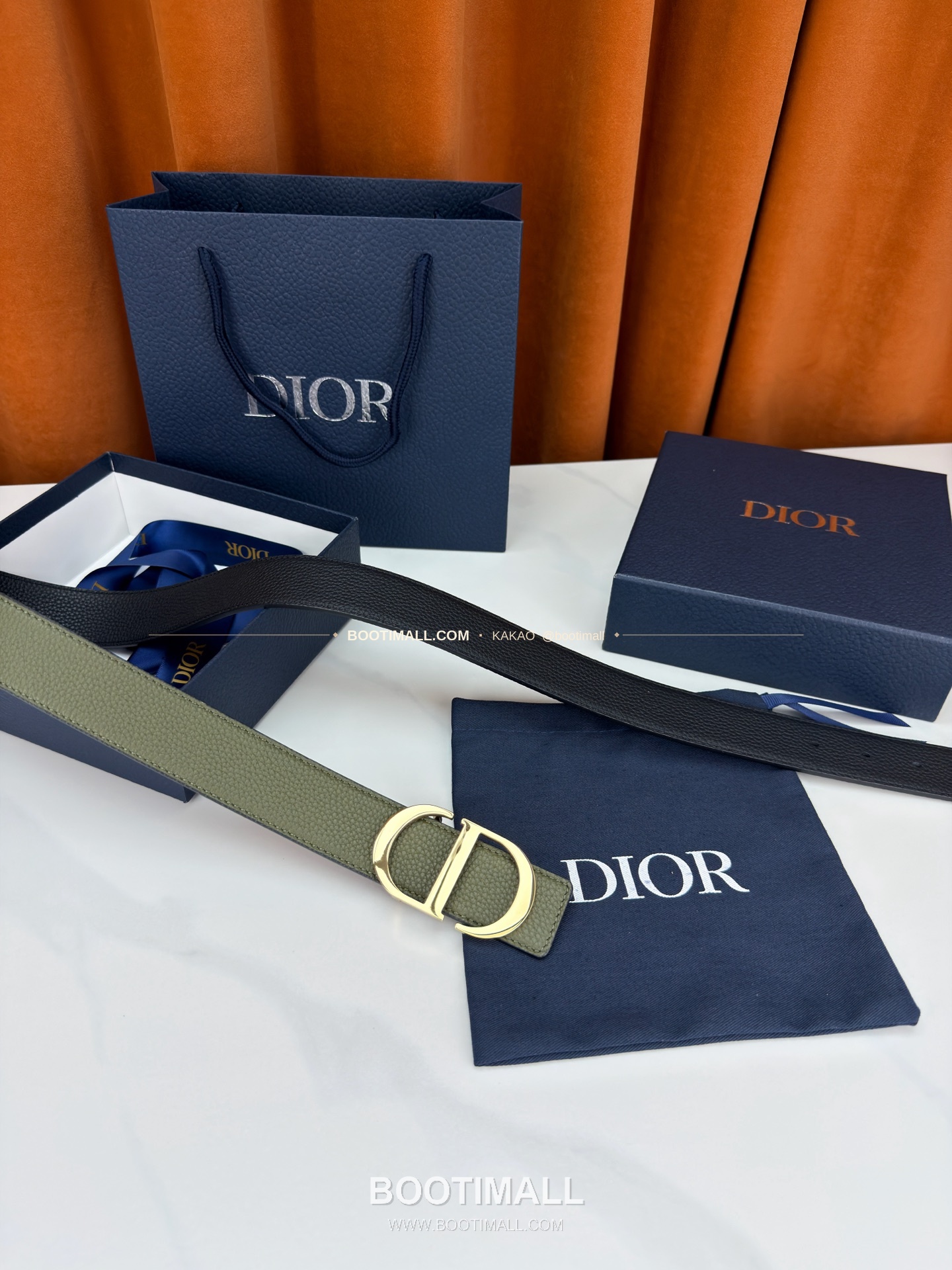 디올 CD 리치드 카프스킨 리버서블 벨트 Dior CD Grained Calfskin Reversible Belt 3.5cm 6