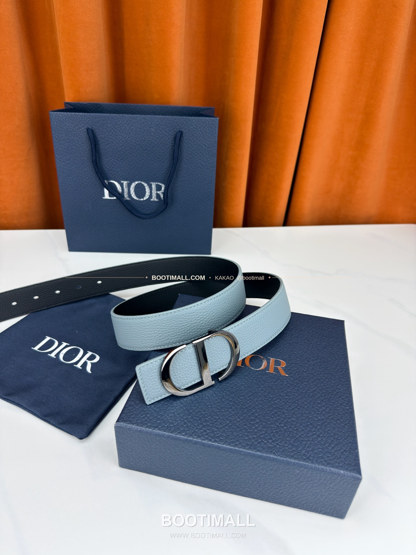 디올 CD 리치드 카프스킨 리버서블 벨트 Dior CD Grained Calfskin Reversible Belt 3.5cm 3