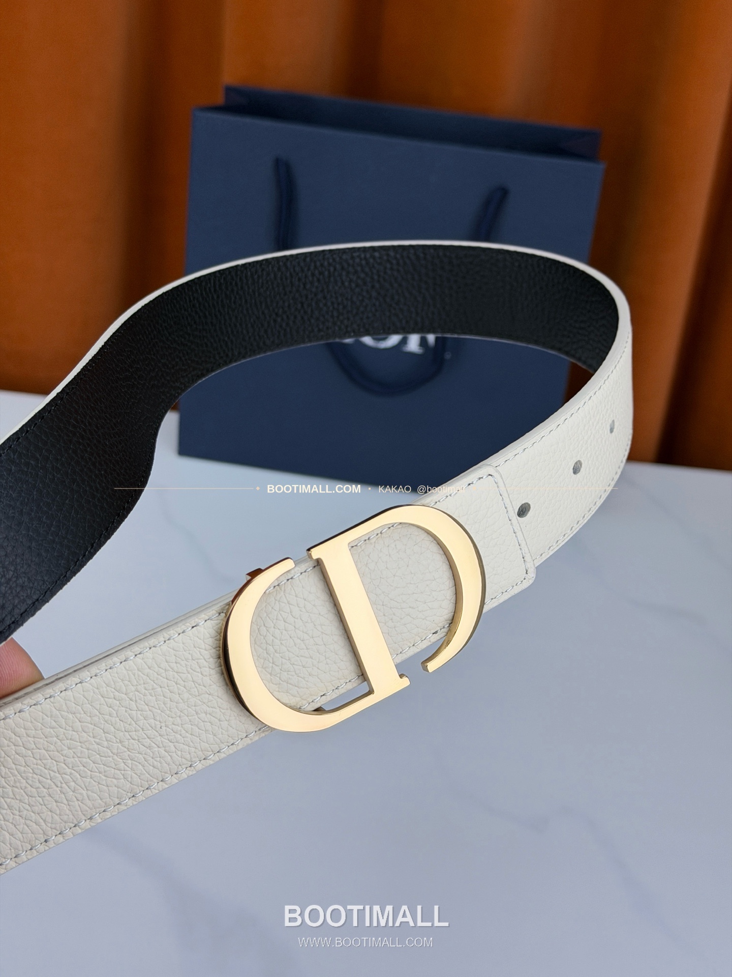 디올 CD 리치드 카프스킨 리버서블 벨트 Dior CD Grained Calfskin Reversible Belt 3.5cm 3