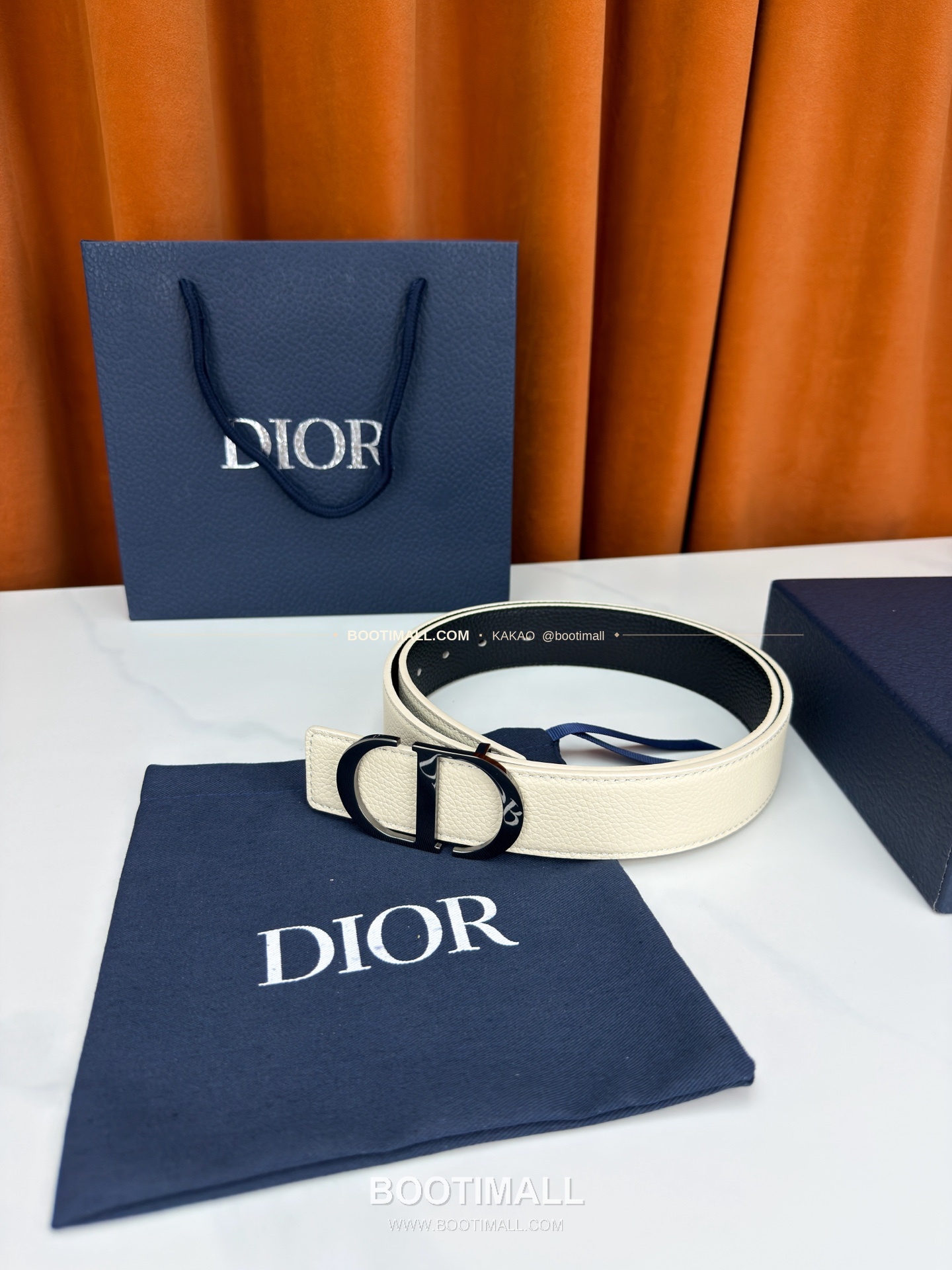 디올 CD 리치드 카프스킨 리버서블 벨트 Dior CD Grained Calfskin Reversible Belt 3.5cm 5