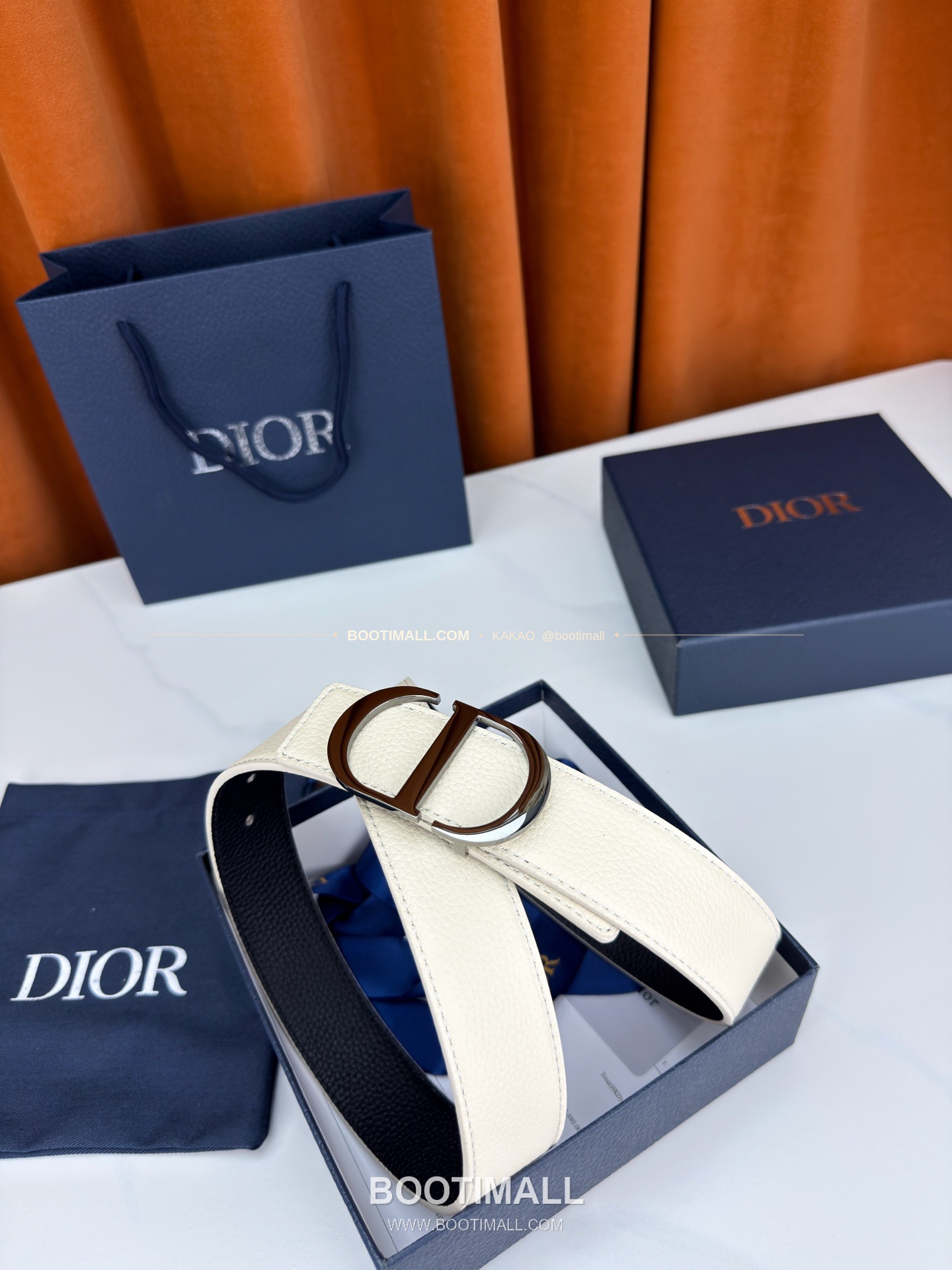 디올 CD 리치드 카프스킨 리버서블 벨트 Dior CD Grained Calfskin Reversible Belt 3.5cm 6