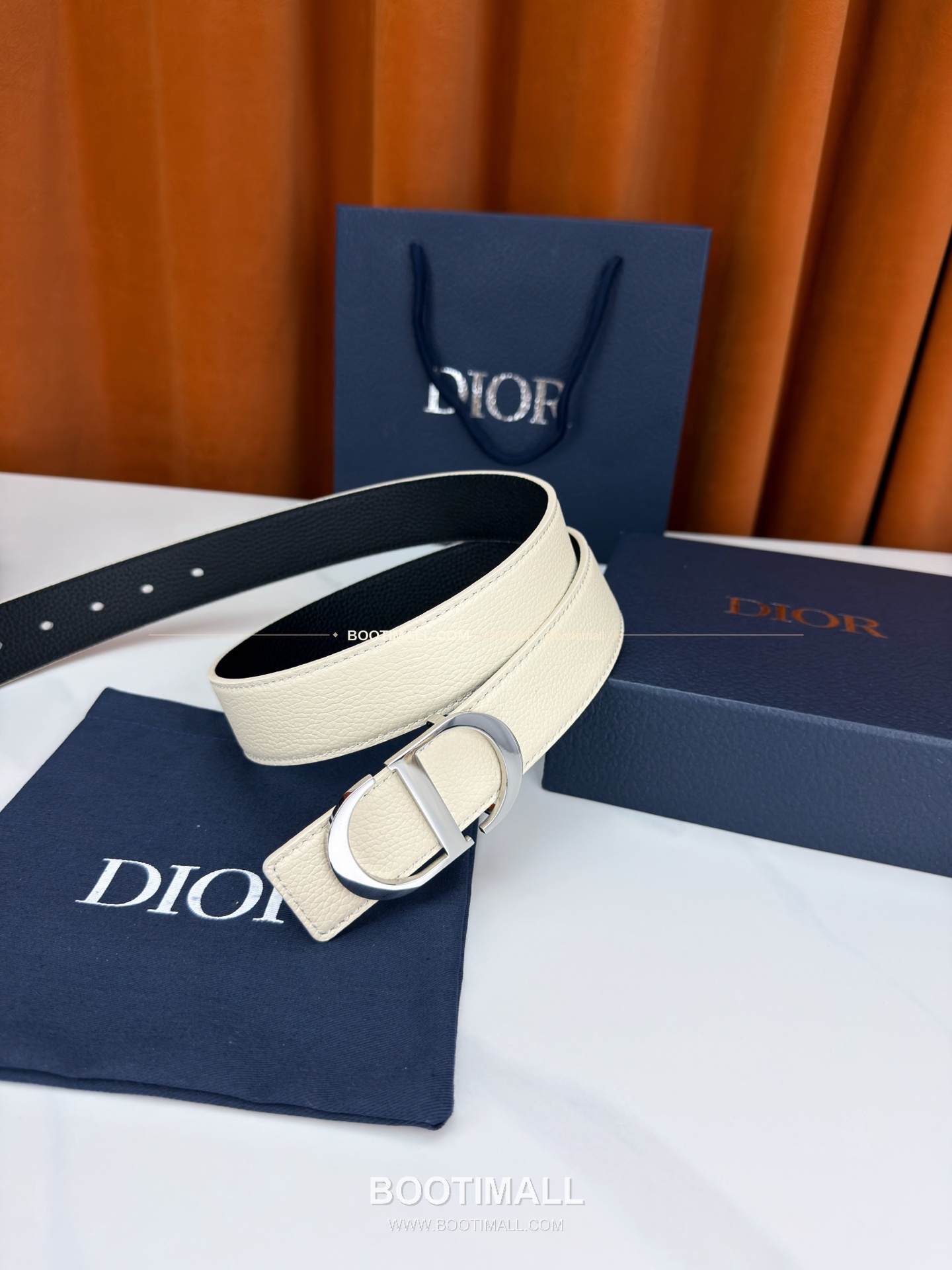 디올 CD 리치드 카프스킨 리버서블 벨트 Dior CD Grained Calfskin Reversible Belt 3.5cm 7