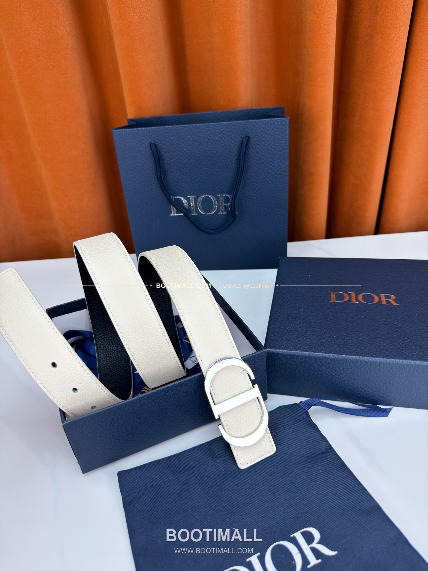 디올 CD 리치드 카프스킨 리버서블 벨트 Dior CD Grained Calfskin Reversible Belt 3.5cm 8