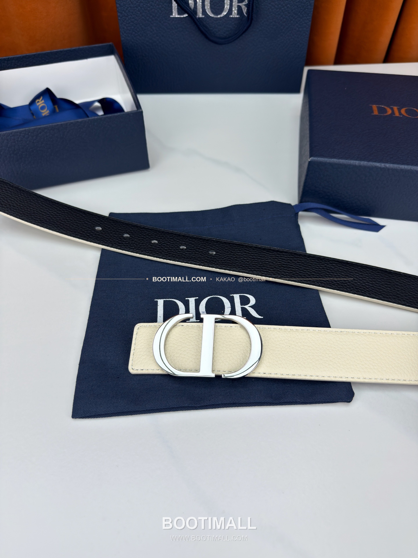 디올 CD 리치드 카프스킨 리버서블 벨트 Dior CD Grained Calfskin Reversible Belt 3.5cm 9