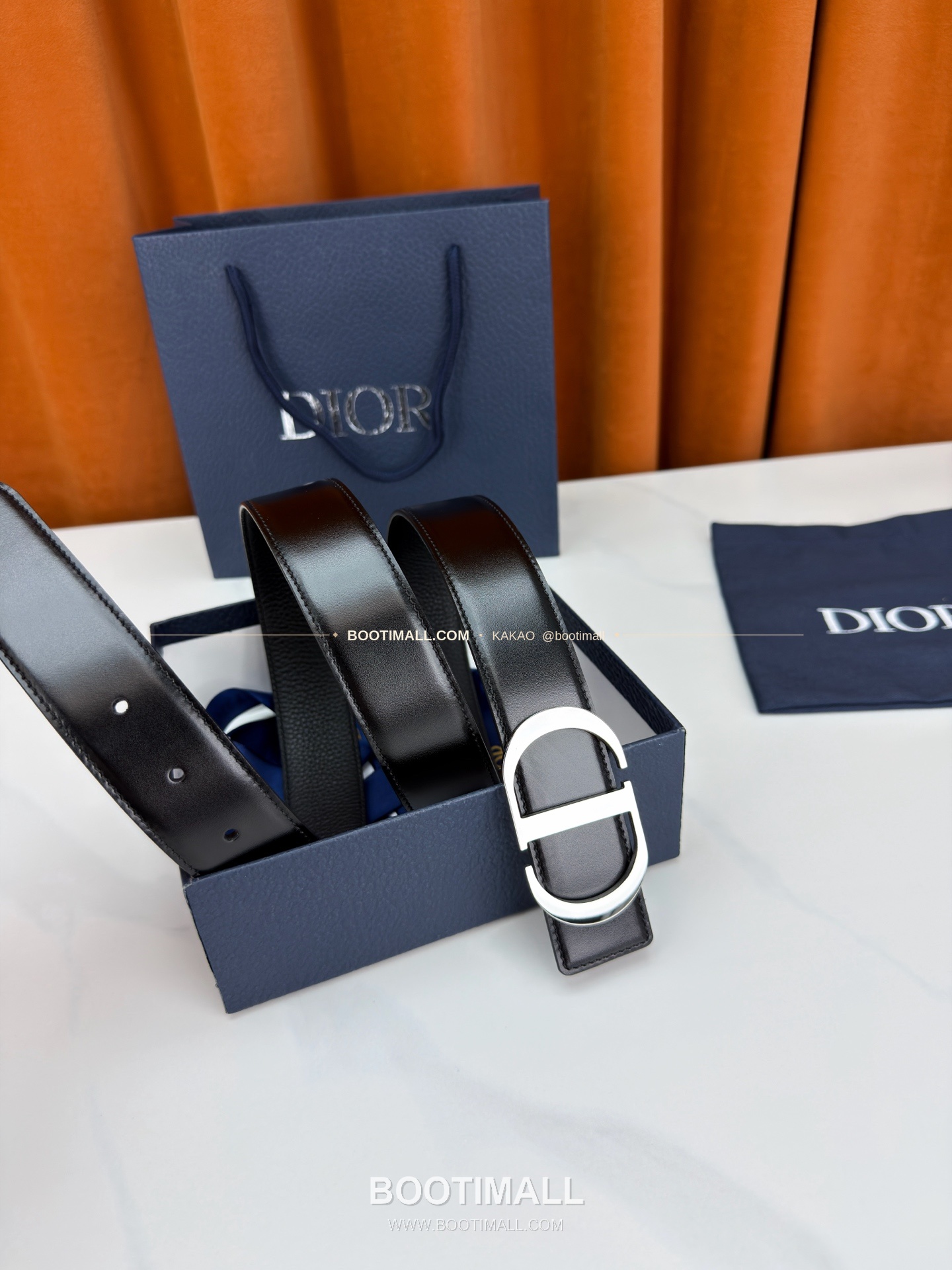 디올 CD 리치드 카프스킨 리버서블 벨트 Dior CD Grained Calfskin Reversible Belt 3.5cm 3