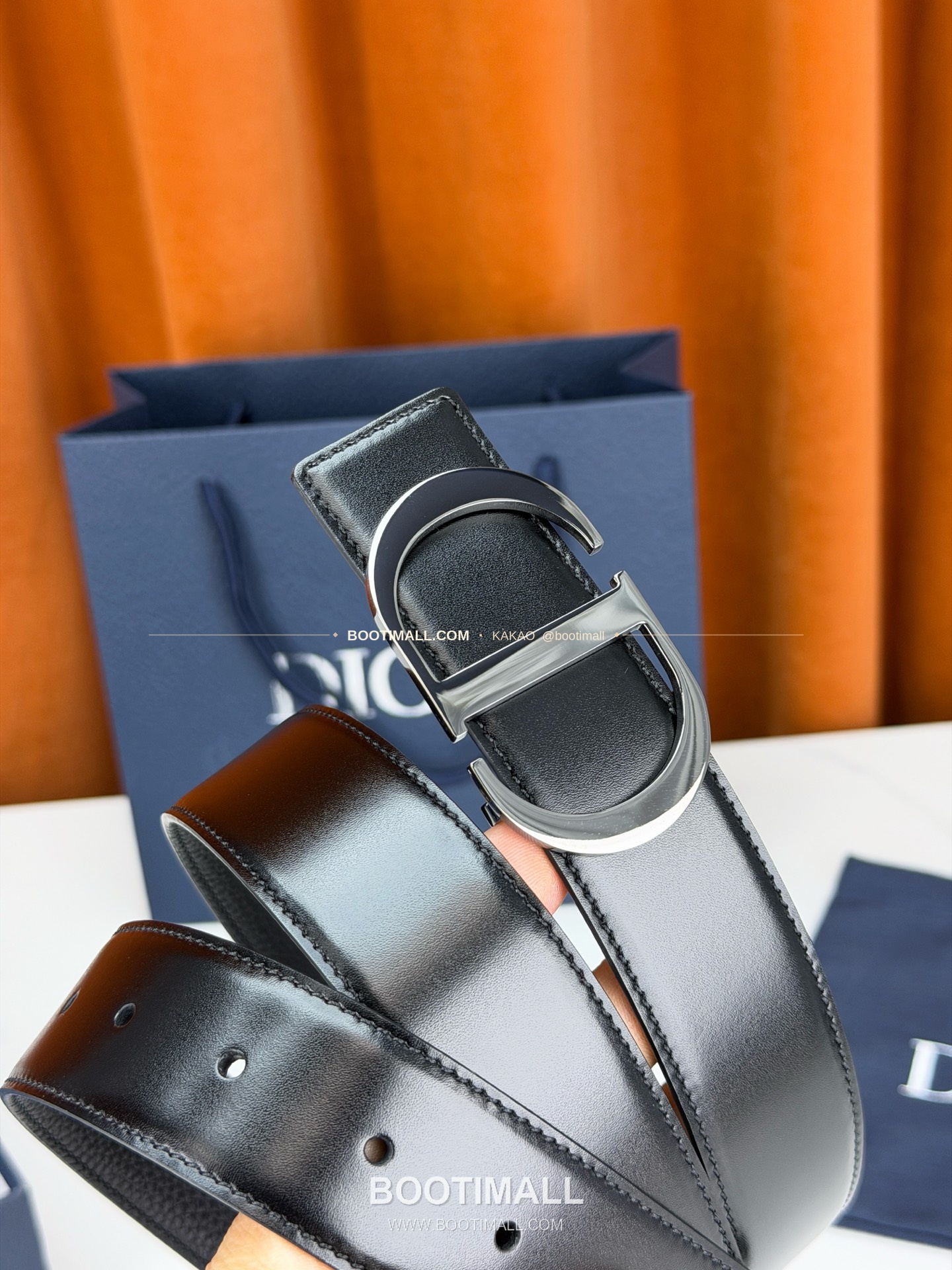 디올 CD 리치드 카프스킨 리버서블 벨트 Dior CD Grained Calfskin Reversible Belt 3.5cm 7