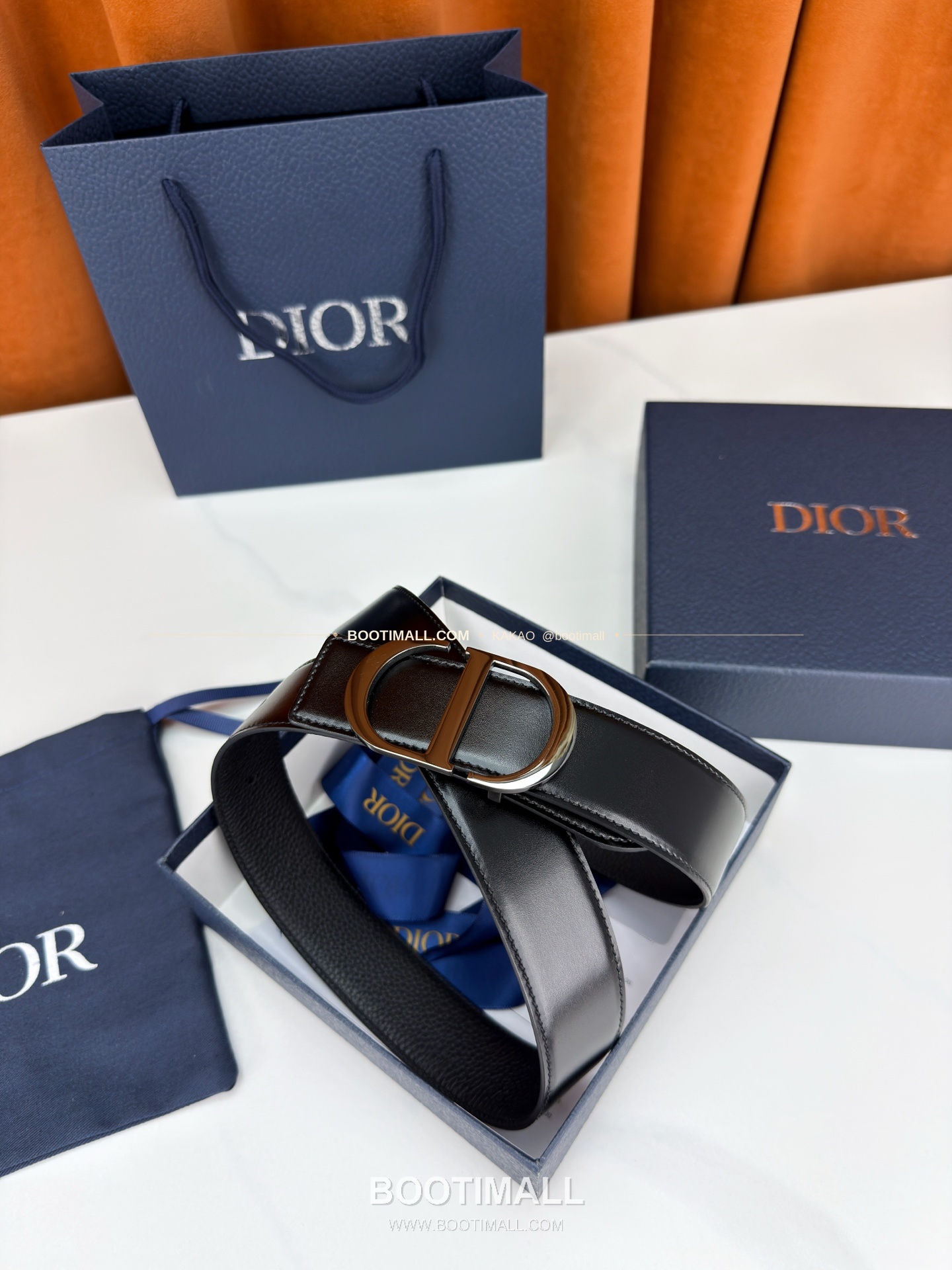 디올 CD 리치드 카프스킨 리버서블 벨트 Dior CD Grained Calfskin Reversible Belt 3.5cm 8