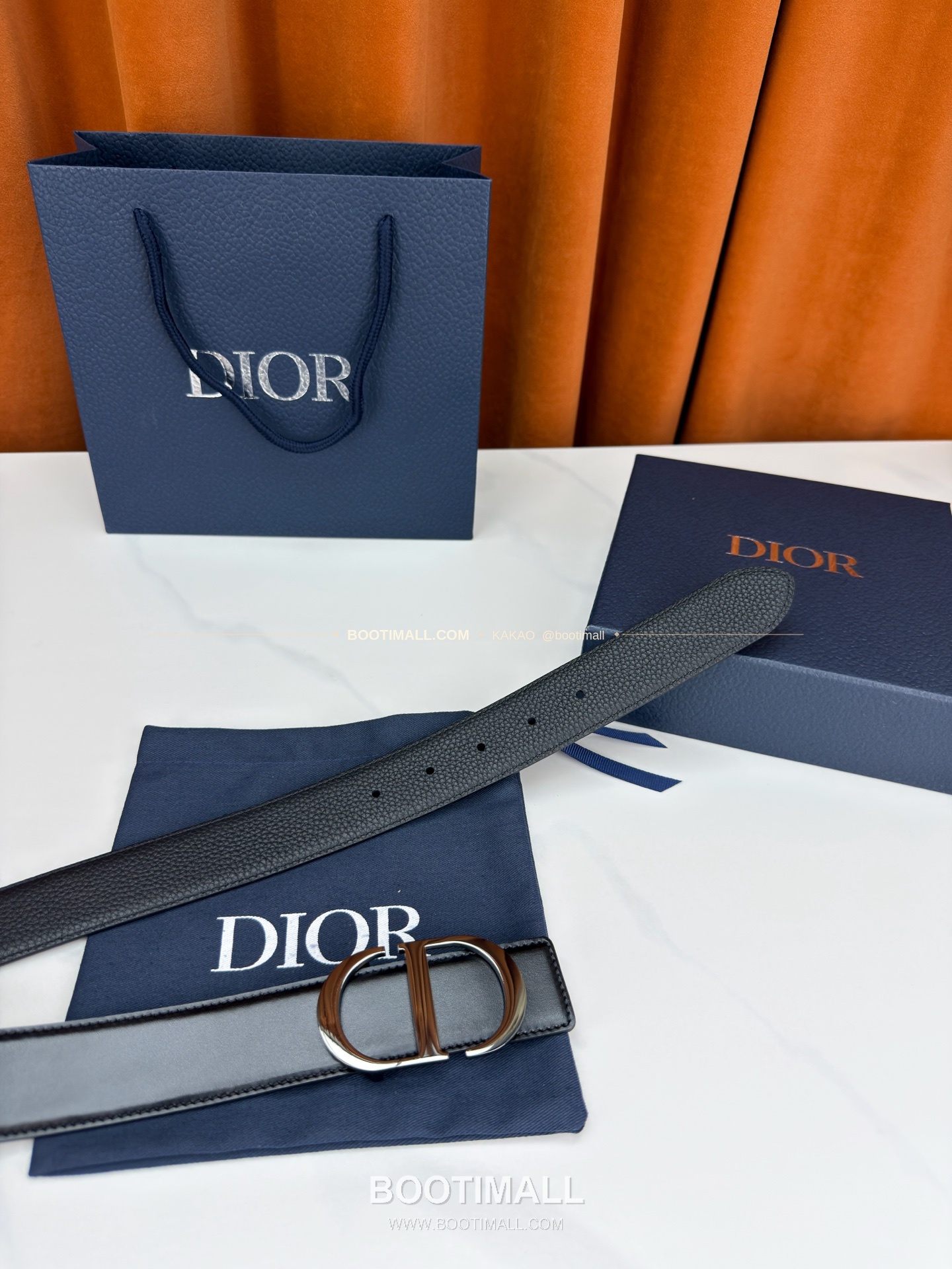 디올 CD 리치드 카프스킨 리버서블 벨트 Dior CD Grained Calfskin Reversible Belt 3.5cm 9