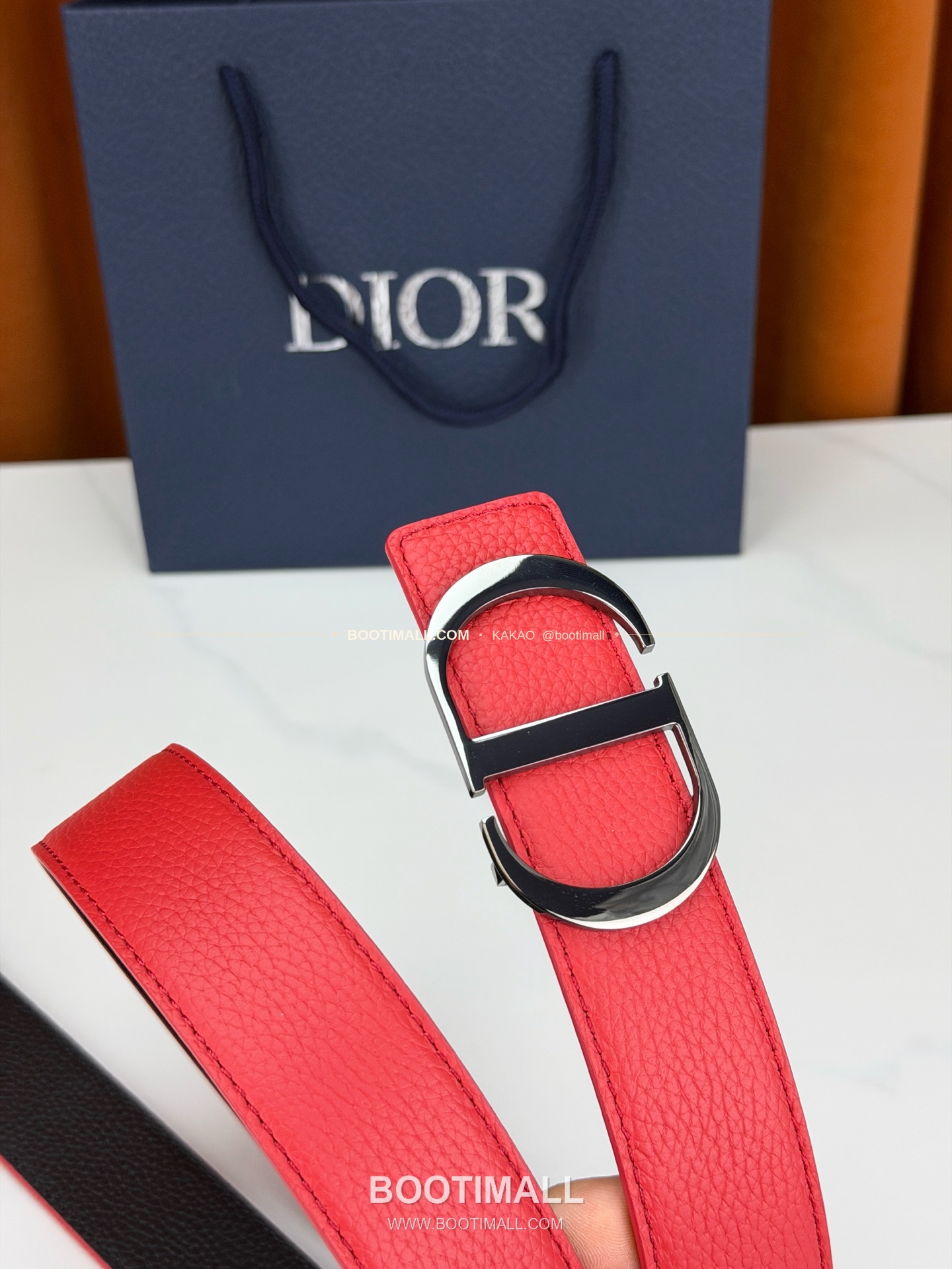 디올 CD 리치드 카프스킨 리버서블 벨트 Dior CD Grained Calfskin Reversible Belt 3.5cm 3