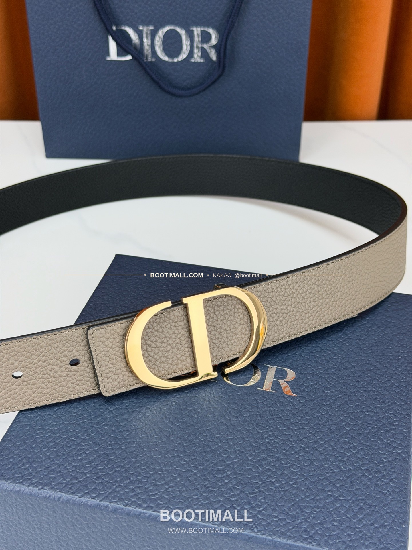 디올 CD 리치드 카프스킨 리버서블 벨트 Dior CD Grained Calfskin Reversible Belt 3.5cm 3