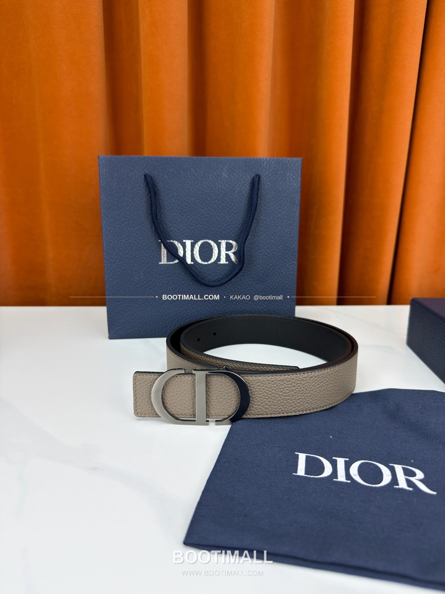 디올 CD 리치드 카프스킨 리버서블 벨트 Dior CD Grained Calfskin Reversible Belt 3.5cm 4